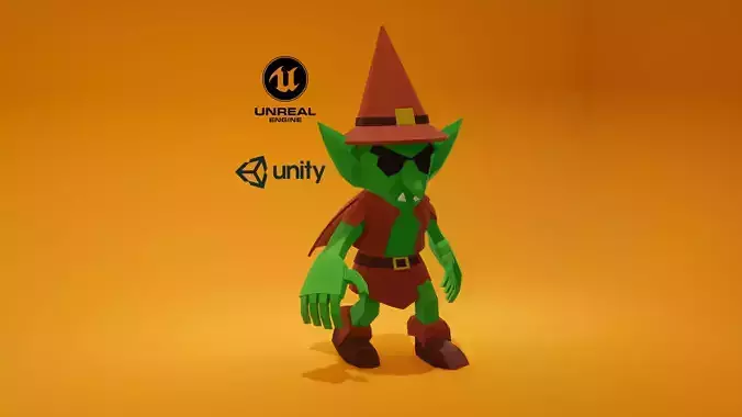 Low-poly Stylized cartoon Goblin