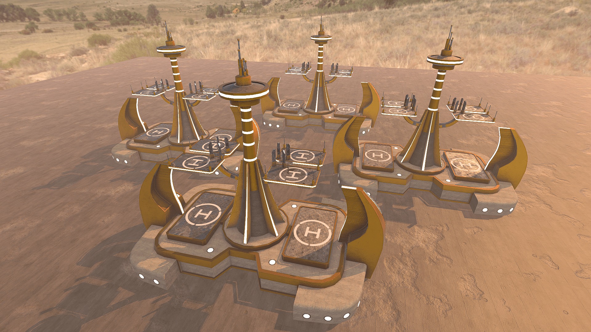 SciFi Desert Helioport Low-poly 3D model_1
