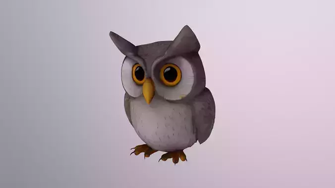 Cute Owl with Large Eyes