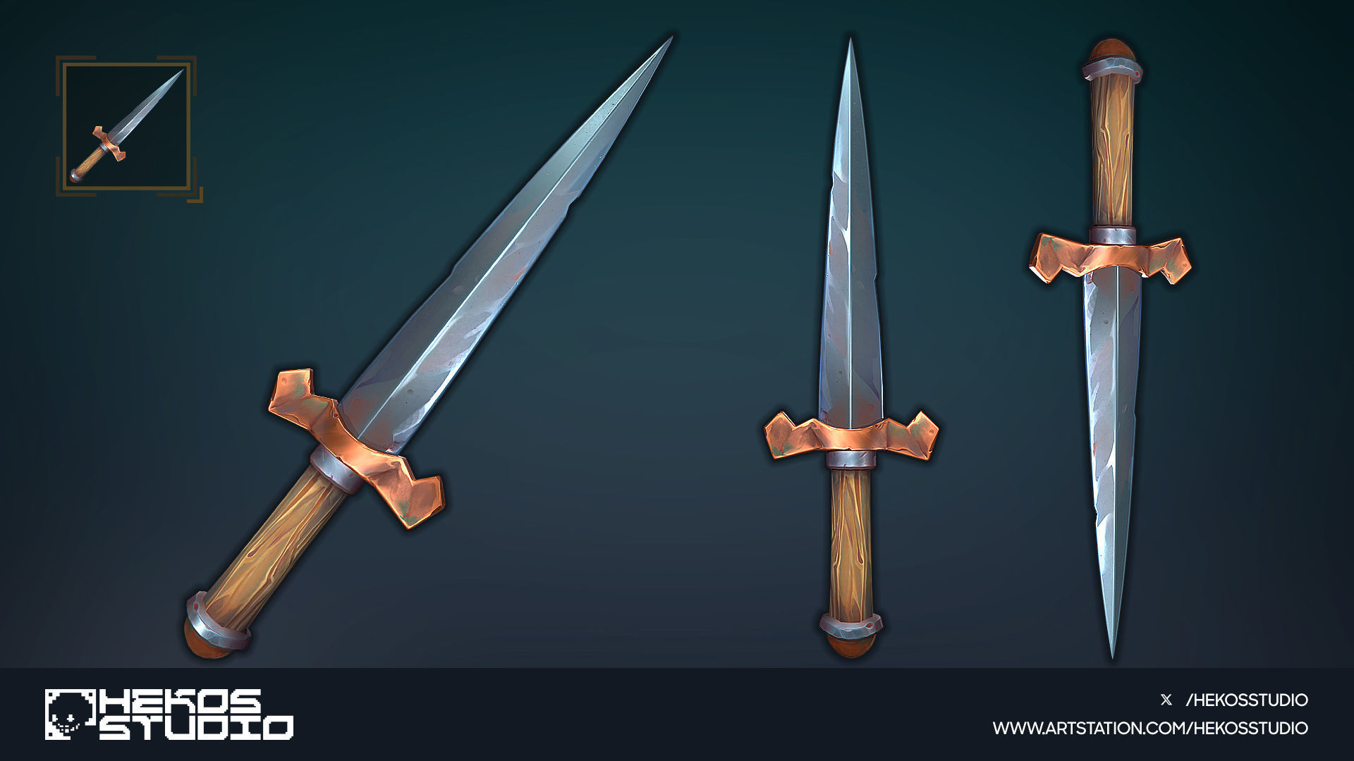 Stylized Daggers Low-poly 3D model_1