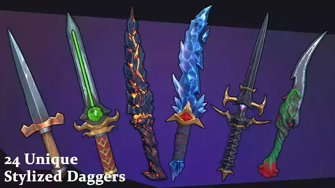 Stylized Daggers Low-poly 3D model