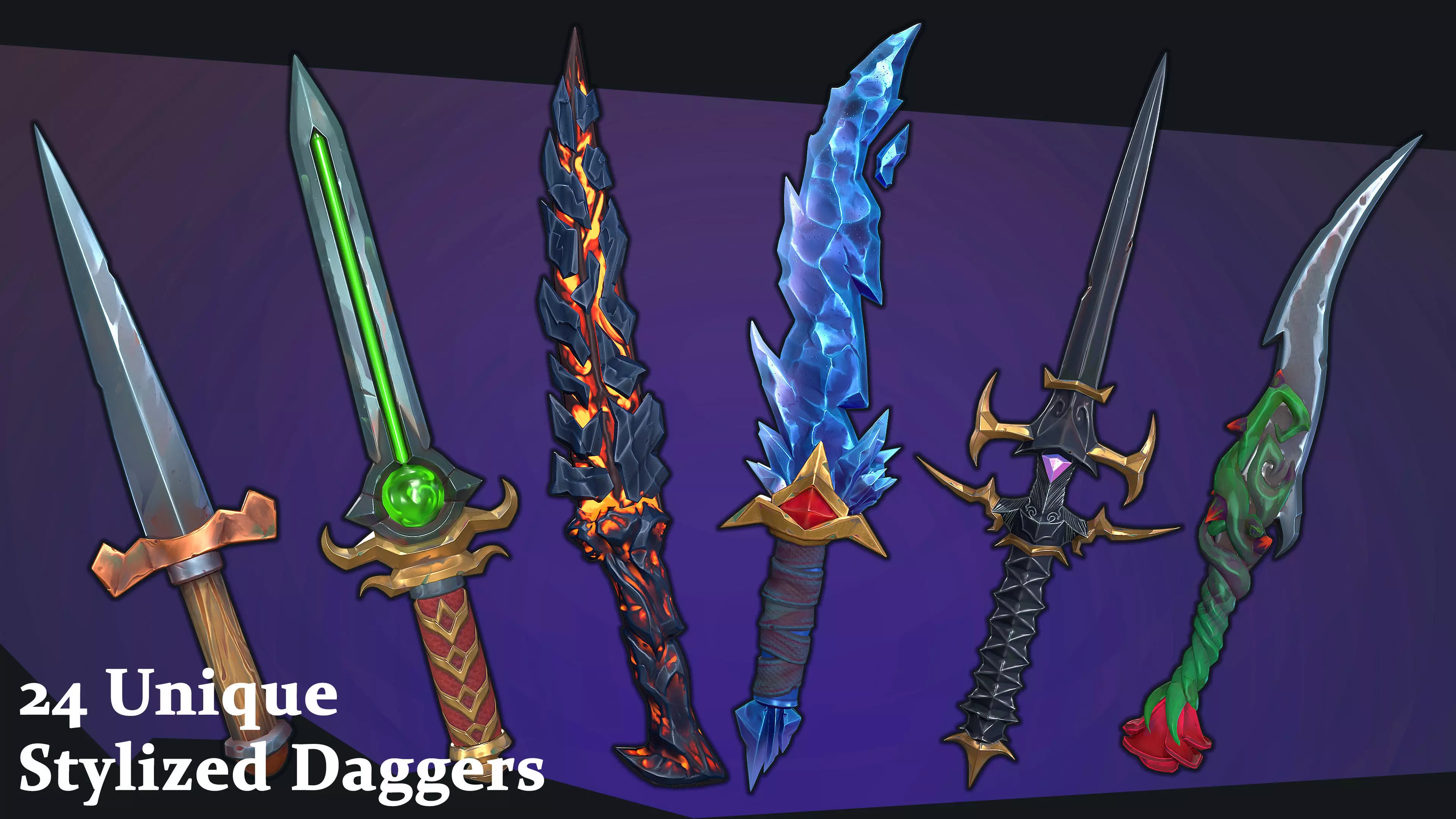 Stylized Daggers Low-poly 3D model_0