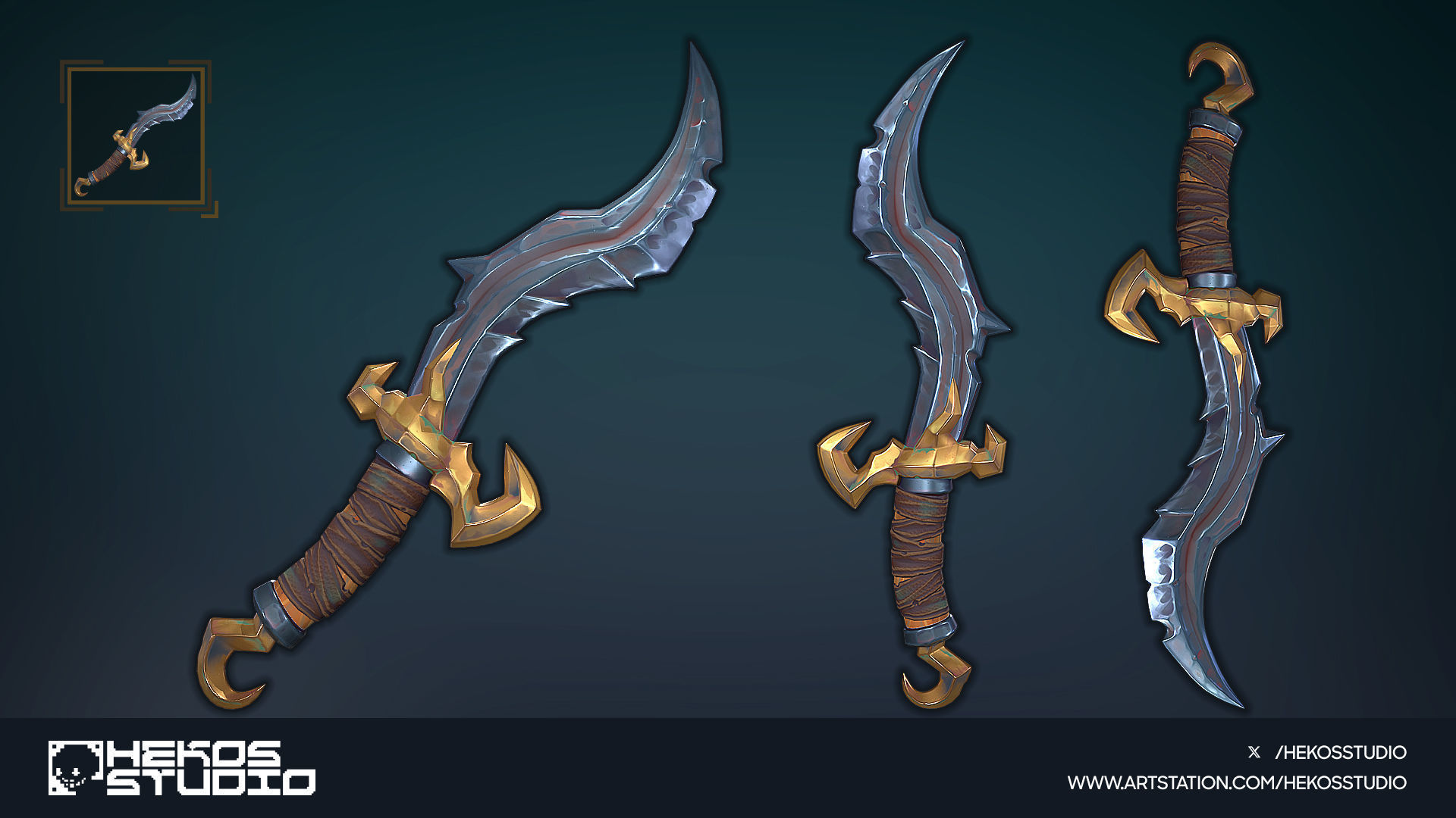 Stylized Daggers Low-poly 3D model_6