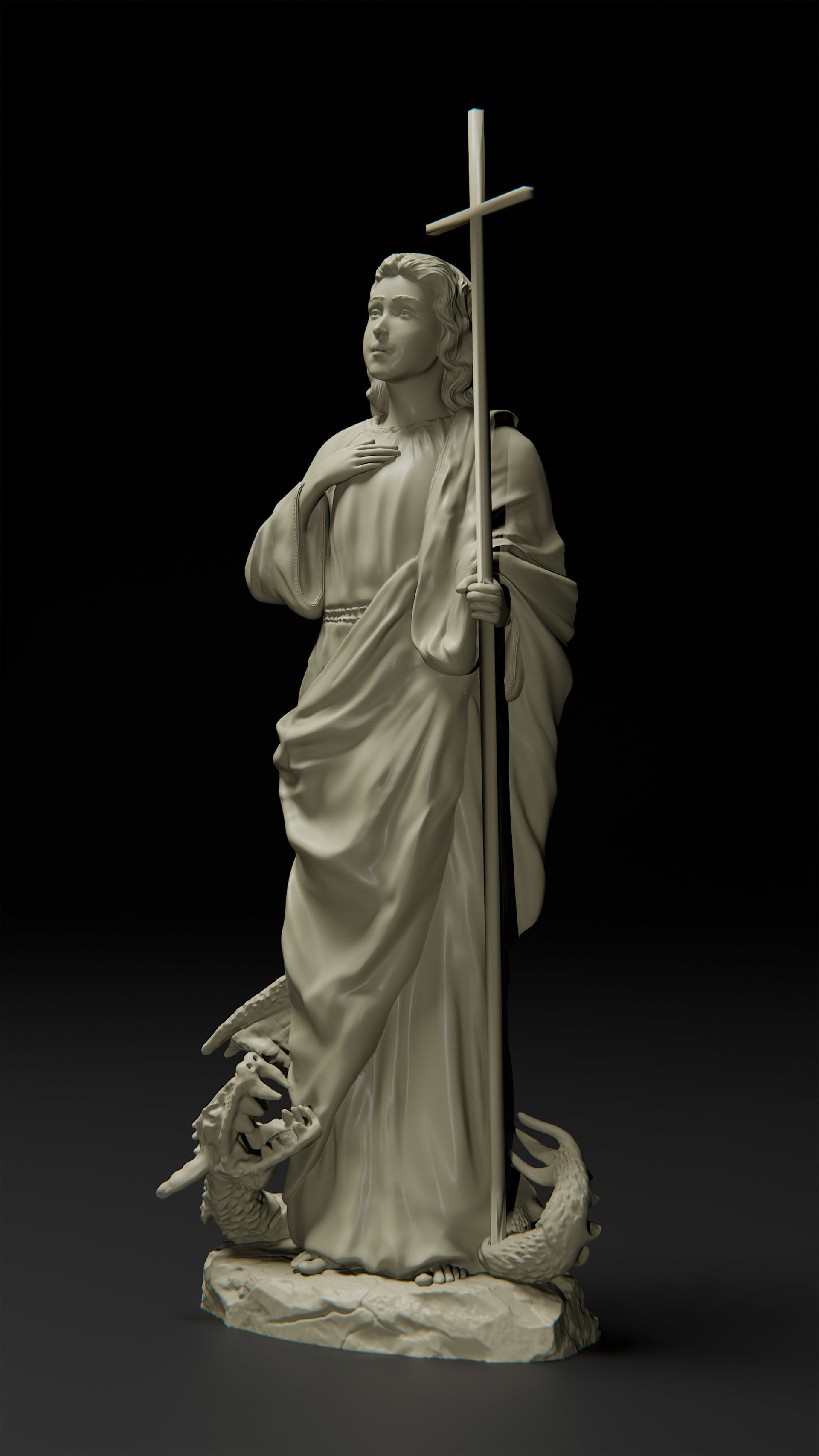 Saint Martha pendant 3D print model_3
