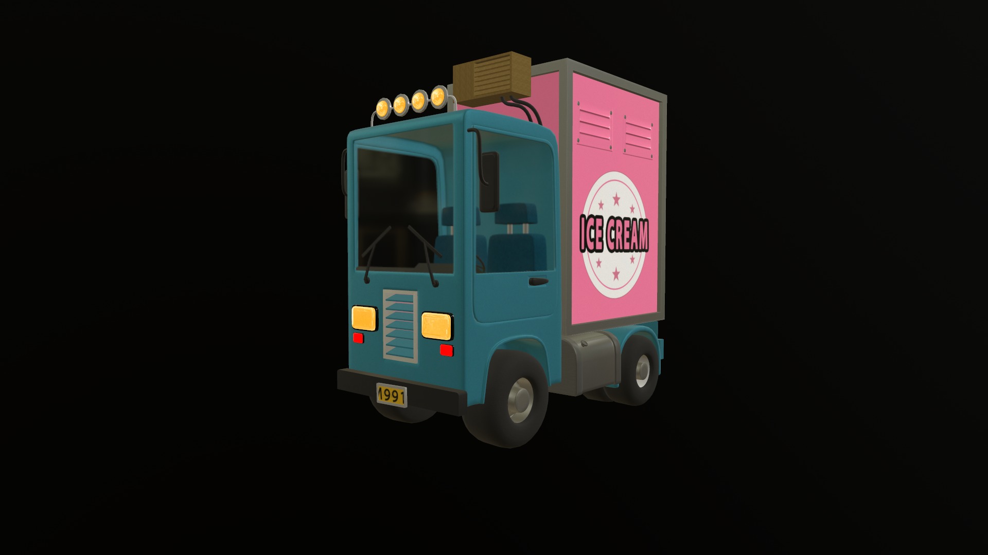 Stylized Cartoon Truck  Ice Cream Delivery Low-poly 3D model_35