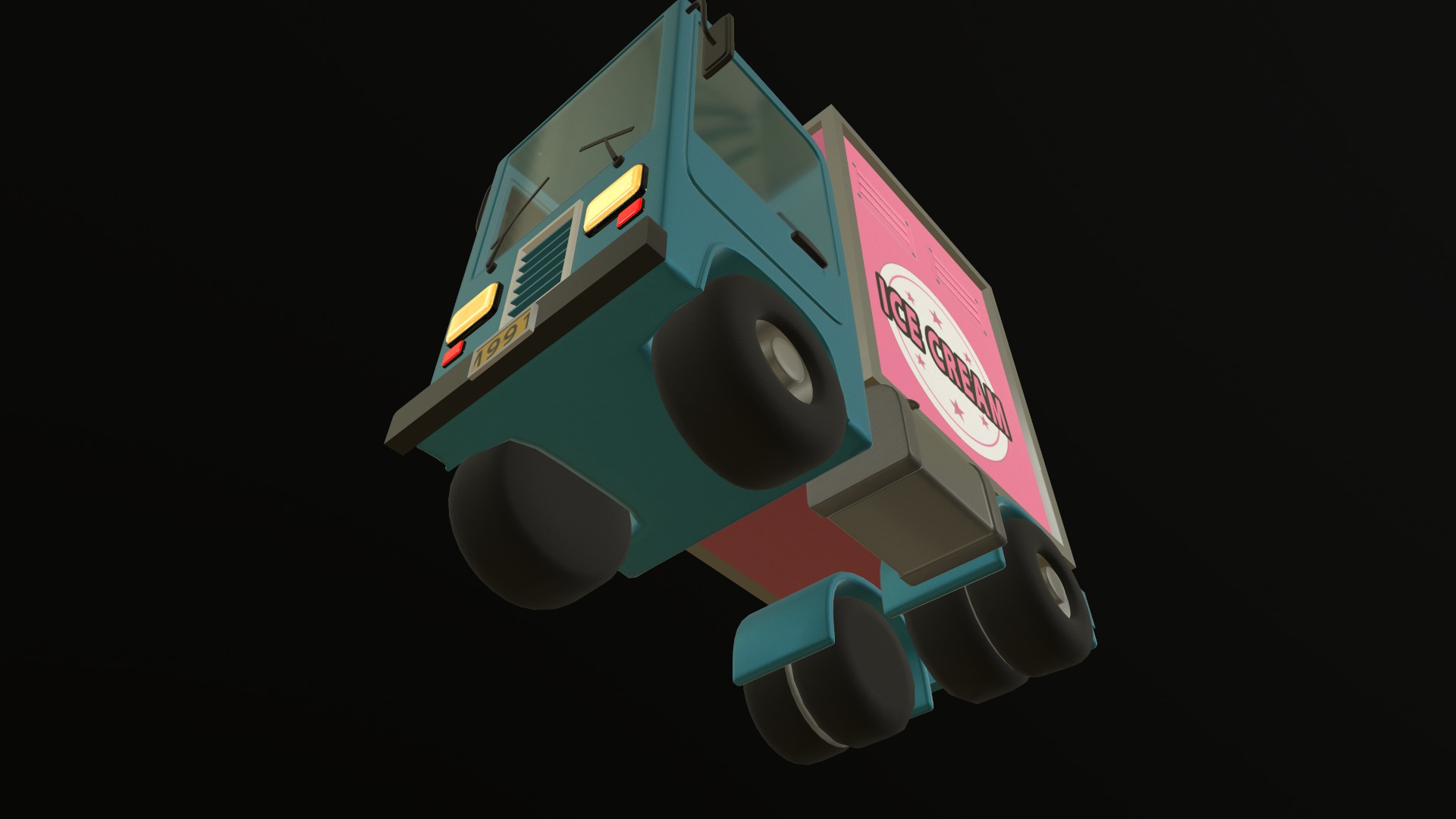 Stylized Cartoon Truck  Ice Cream Delivery Low-poly 3D model_34