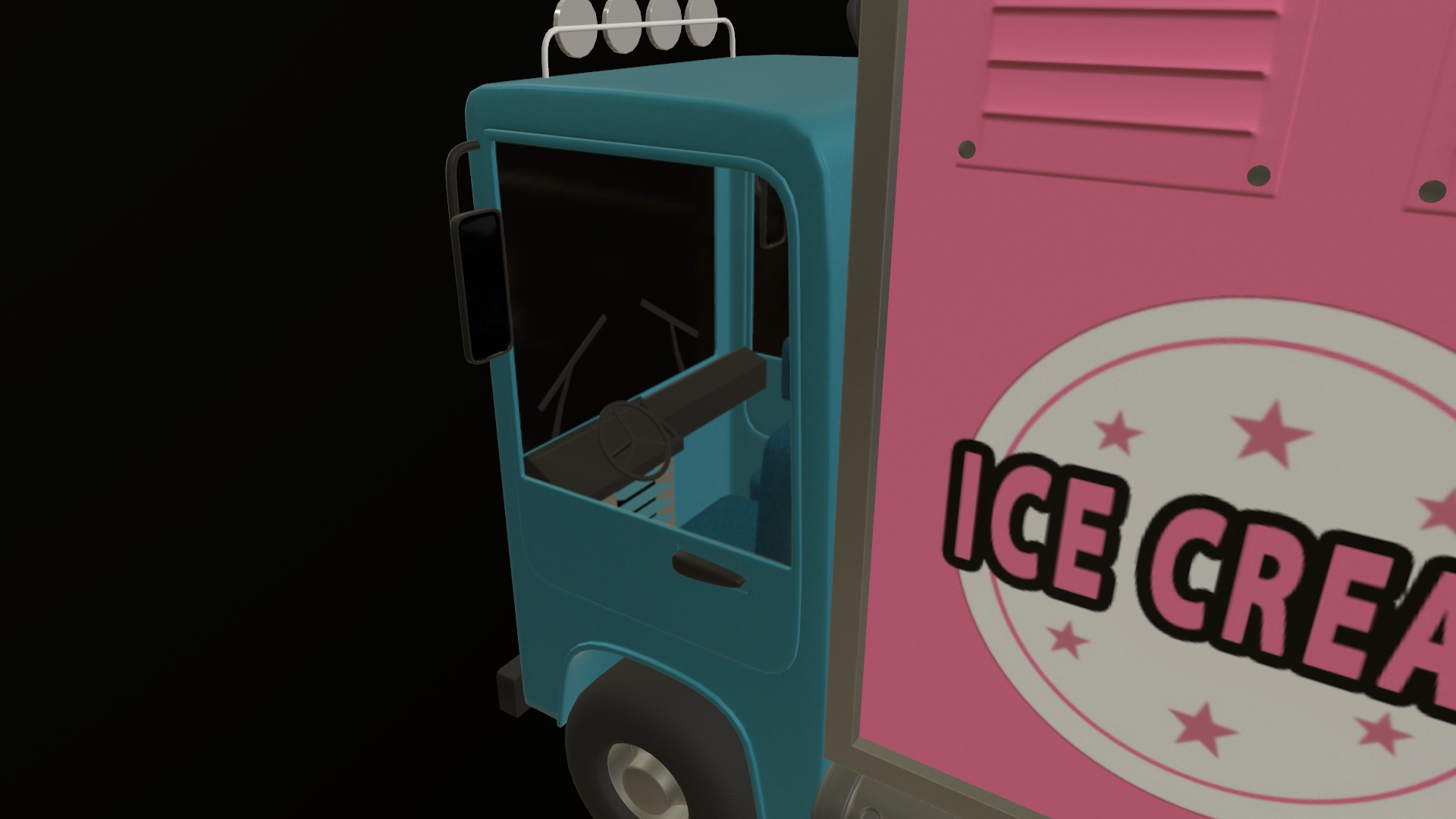 Stylized Cartoon Truck  Ice Cream Delivery Low-poly 3D model_48