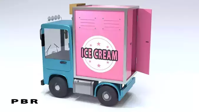 Stylized Cartoon Truck  Ice Cream Delivery Low-poly 3D model