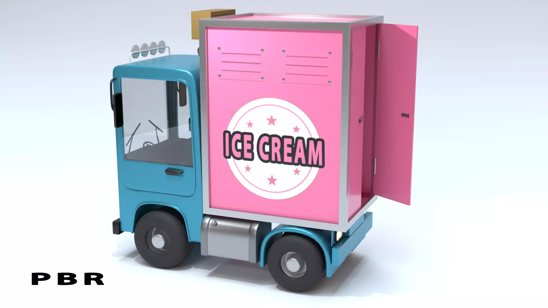Stylized Cartoon Truck  Ice Cream Delivery Low-poly 3D model_0