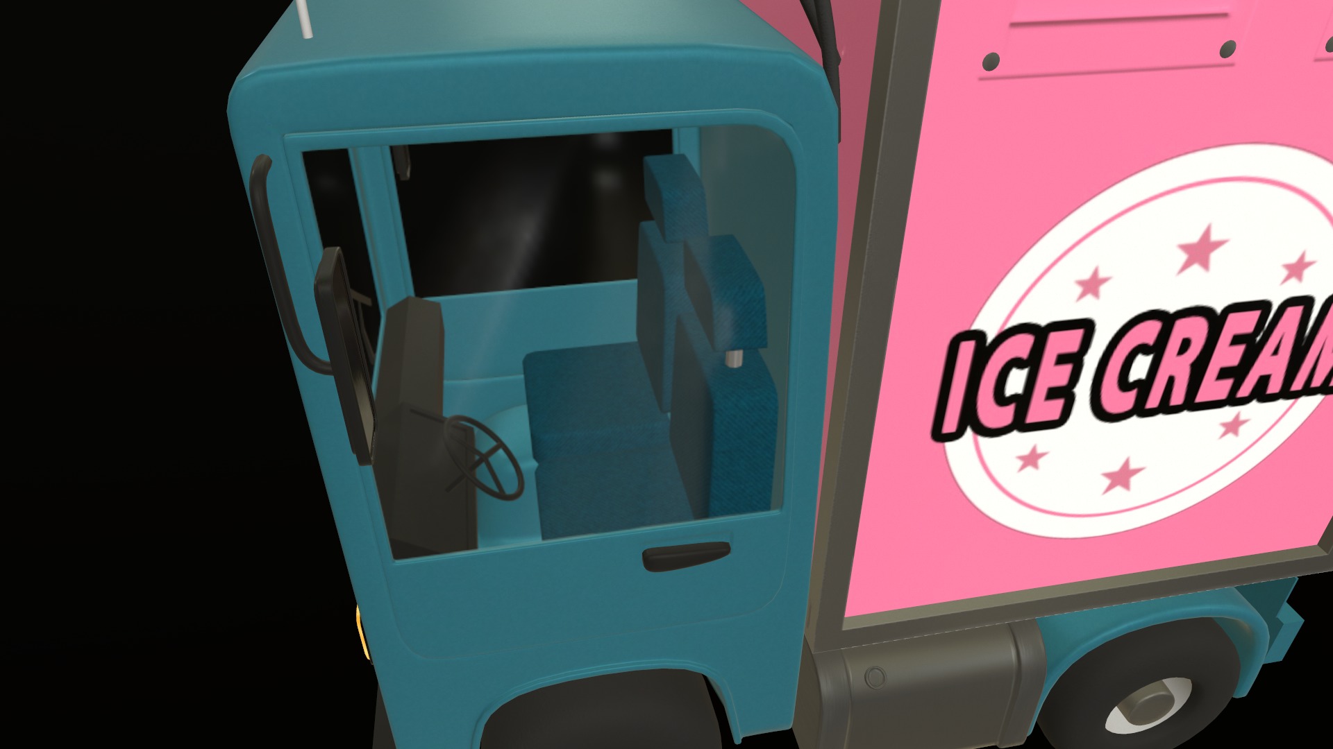 Stylized Cartoon Truck  Ice Cream Delivery Low-poly 3D model_37