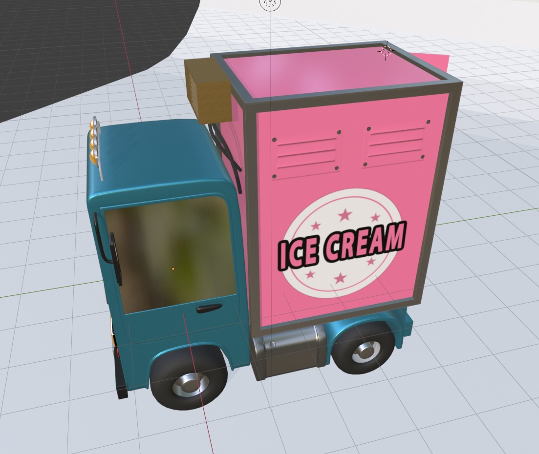 Stylized Cartoon Truck  Ice Cream Delivery Low-poly 3D model_19