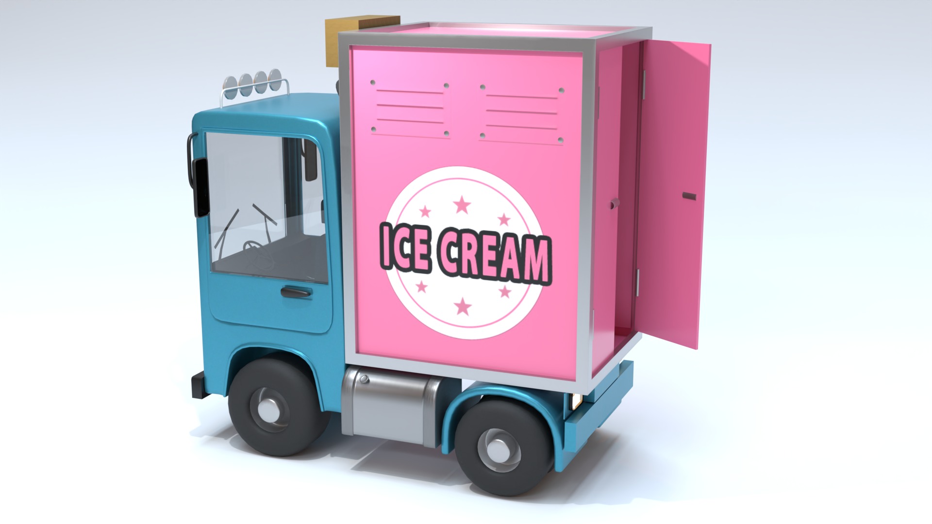 Stylized Cartoon Truck  Ice Cream Delivery Low-poly 3D model_2