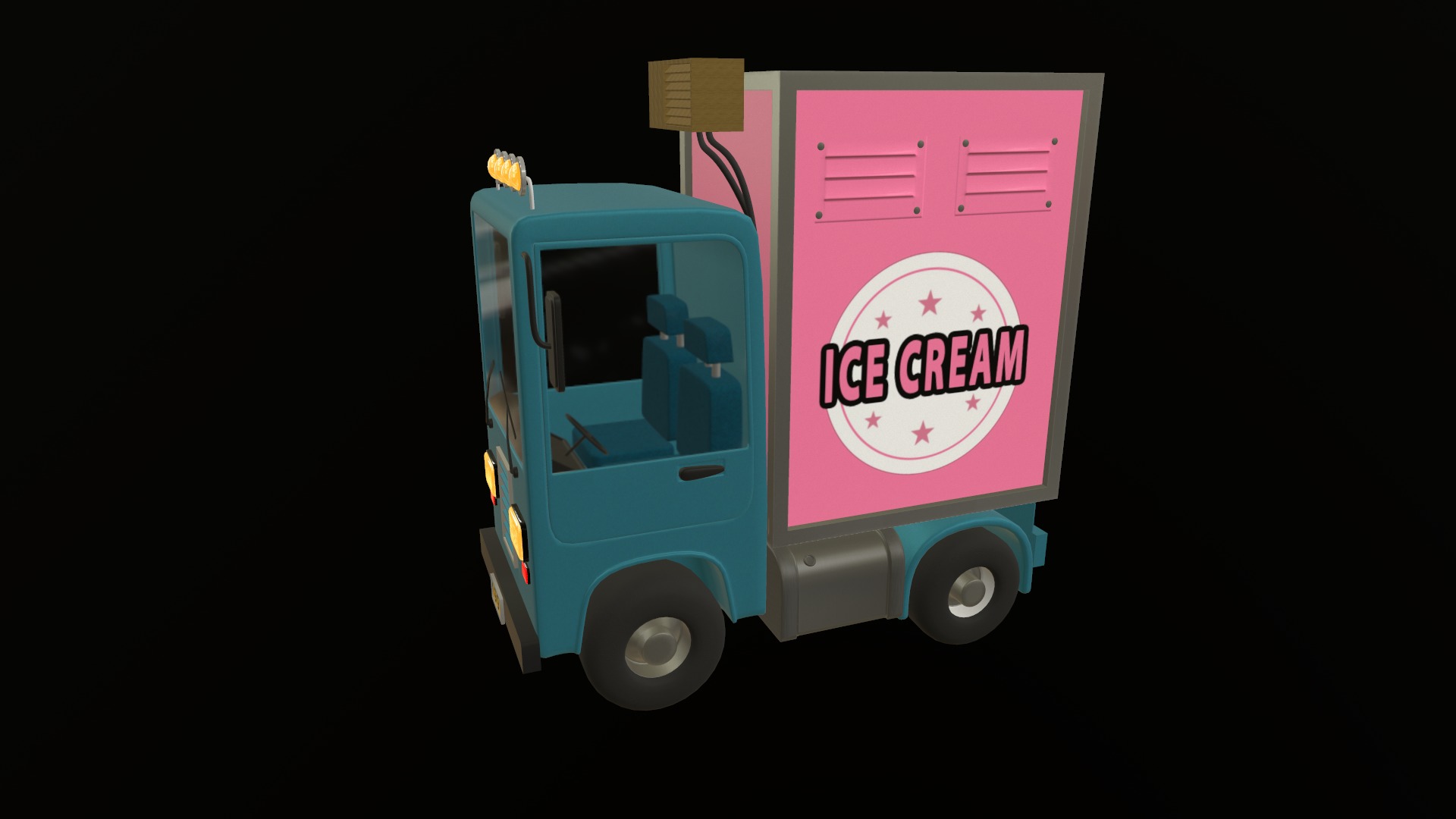 Stylized Cartoon Truck  Ice Cream Delivery Low-poly 3D model_47