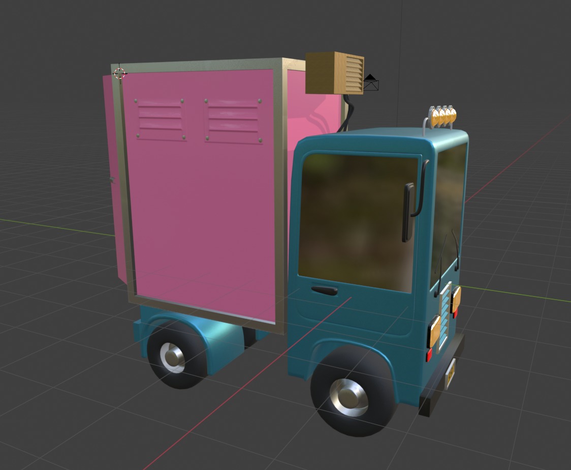 Stylized Cartoon Truck  Ice Cream Delivery Low-poly 3D model_21