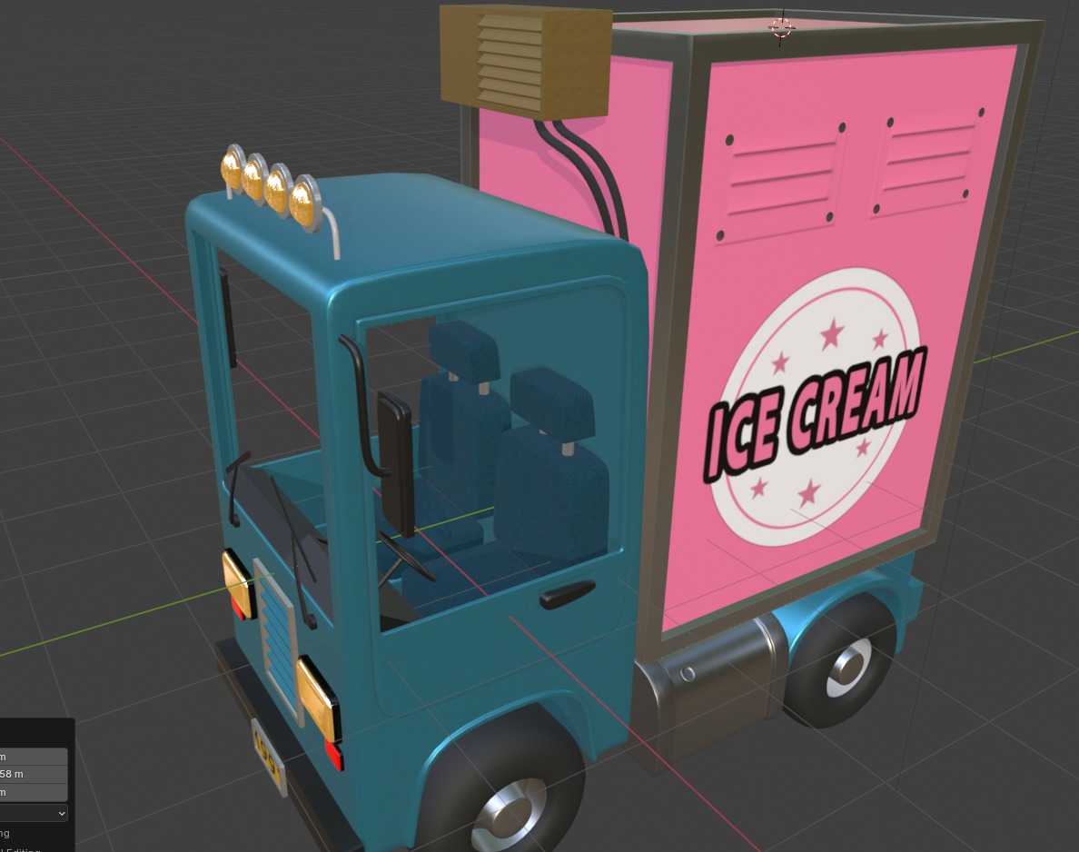 Stylized Cartoon Truck  Ice Cream Delivery Low-poly 3D model_23