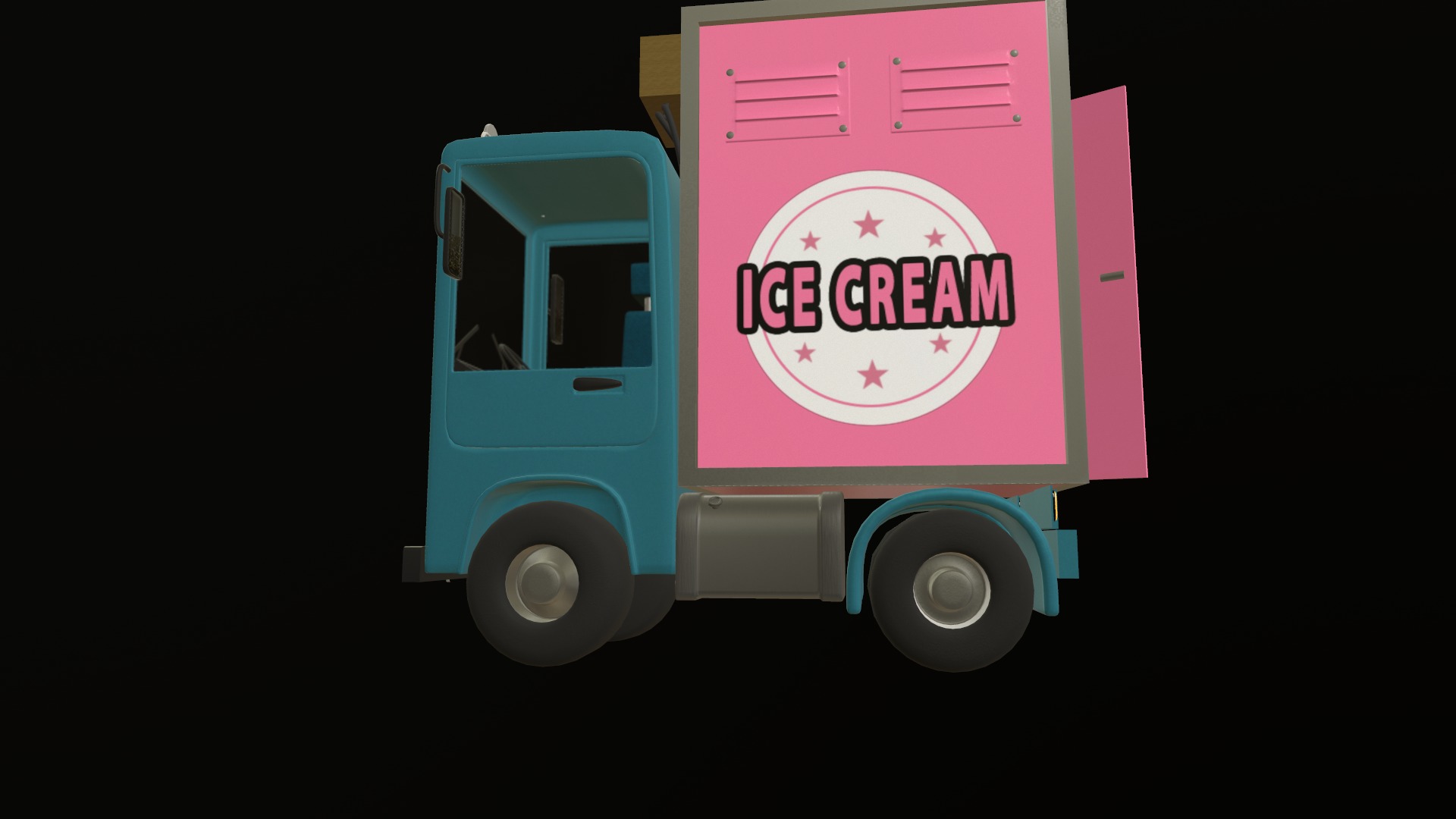 Stylized Cartoon Truck  Ice Cream Delivery Low-poly 3D model_42
