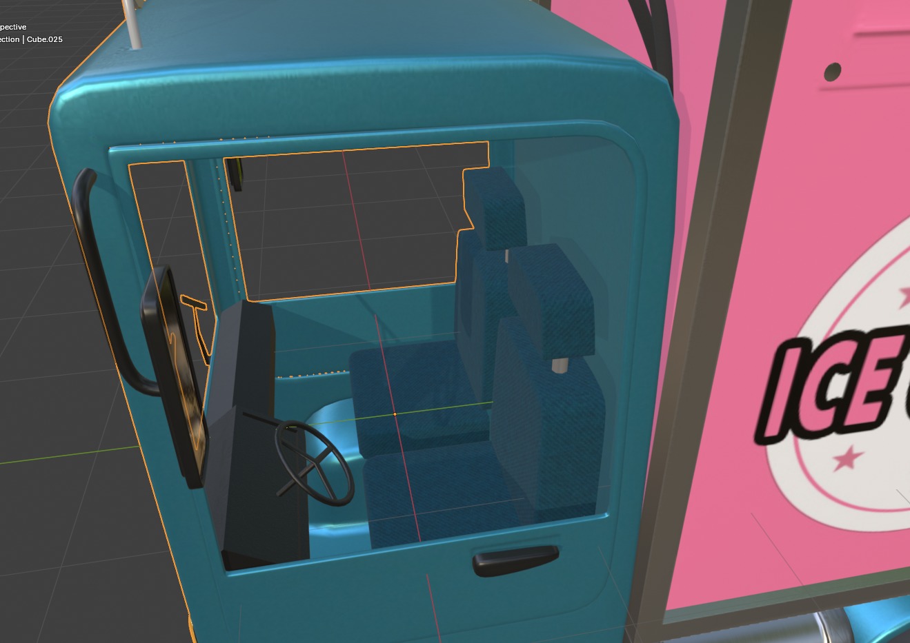 Stylized Cartoon Truck  Ice Cream Delivery Low-poly 3D model_4
