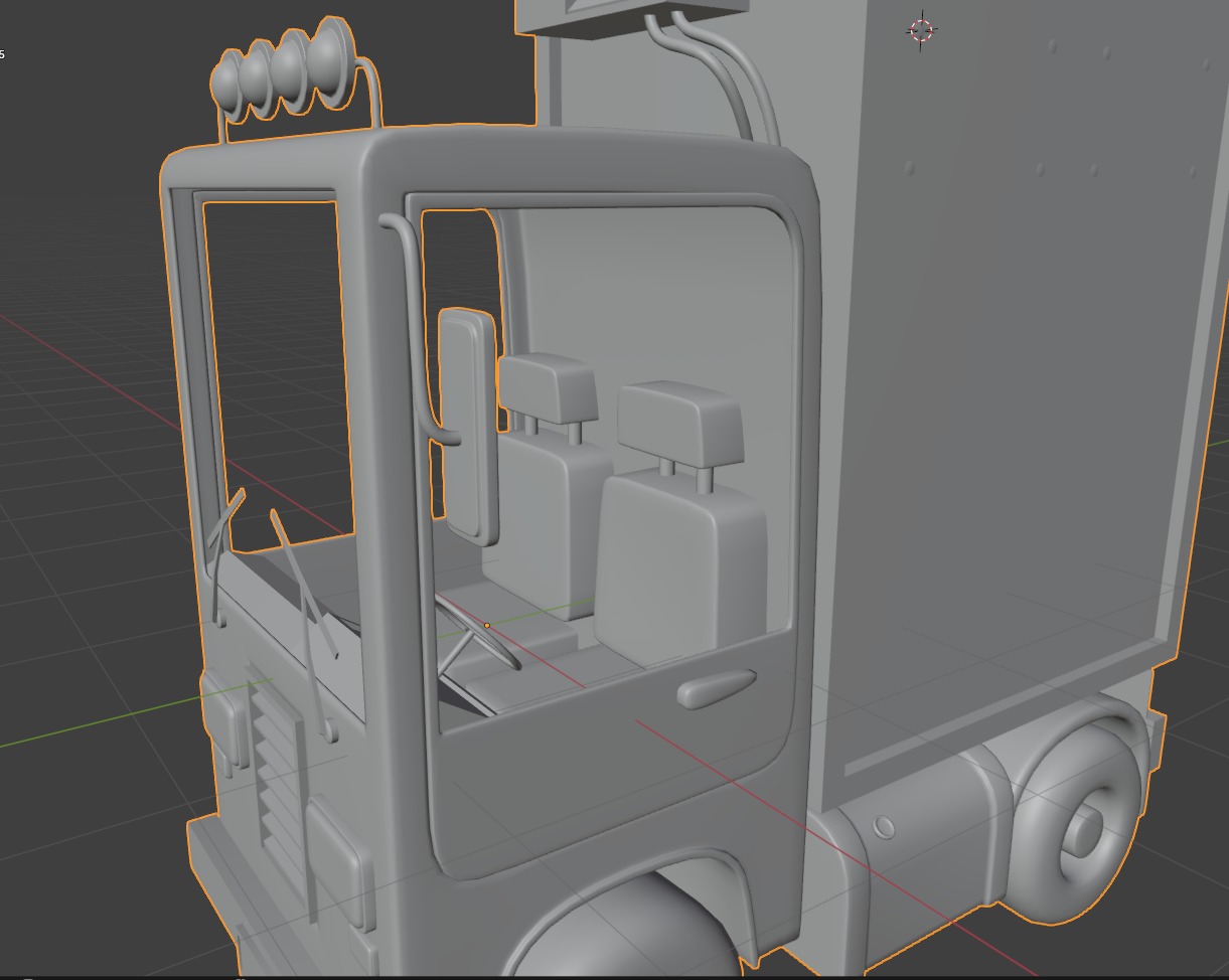 Stylized Cartoon Truck  Ice Cream Delivery Low-poly 3D model_15