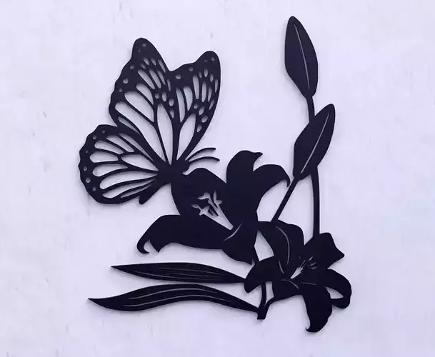 Butterfly on Flowers Wall Decoration 