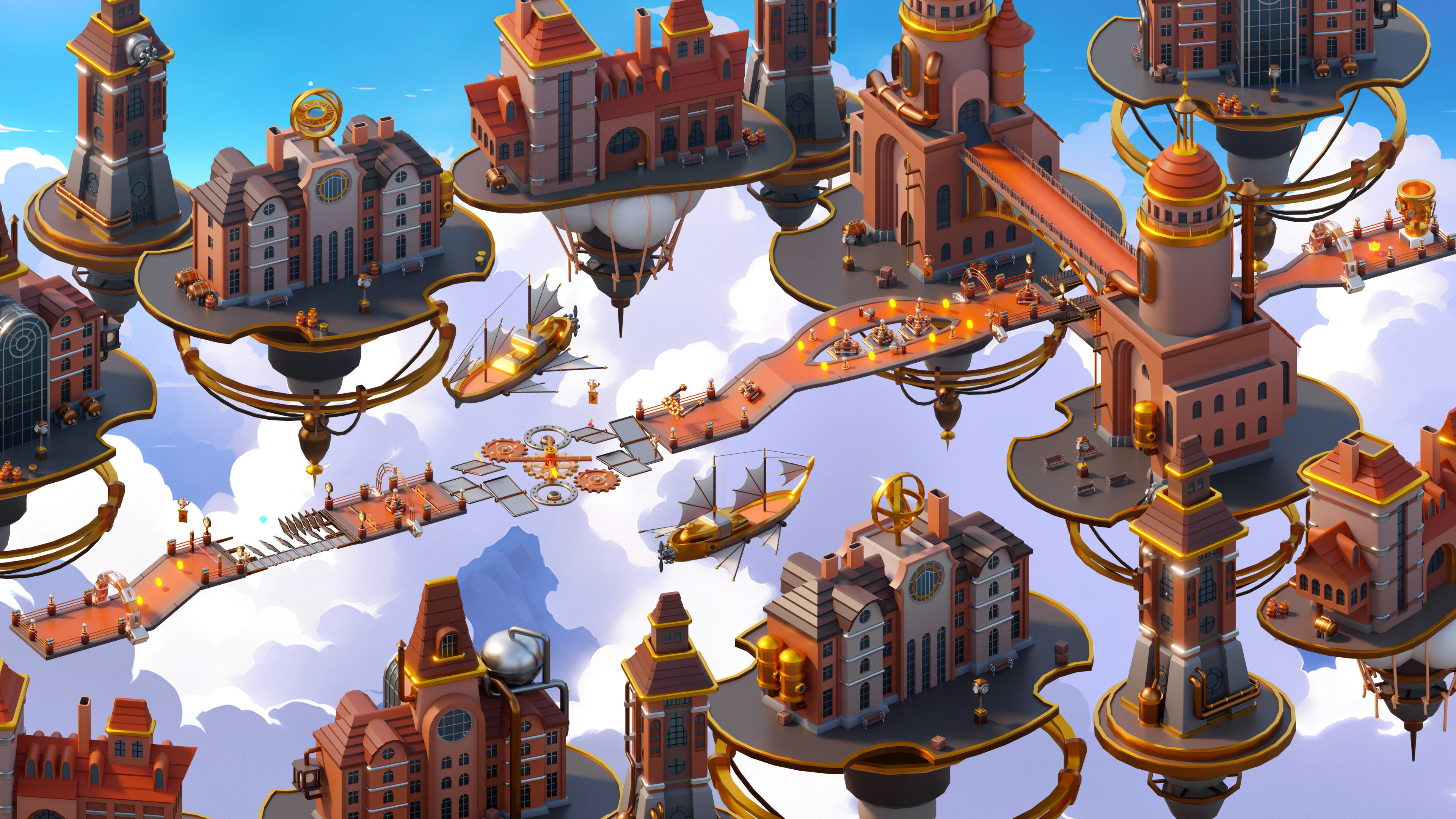 Platformer 13 Steampunk Low-poly 3D model_5