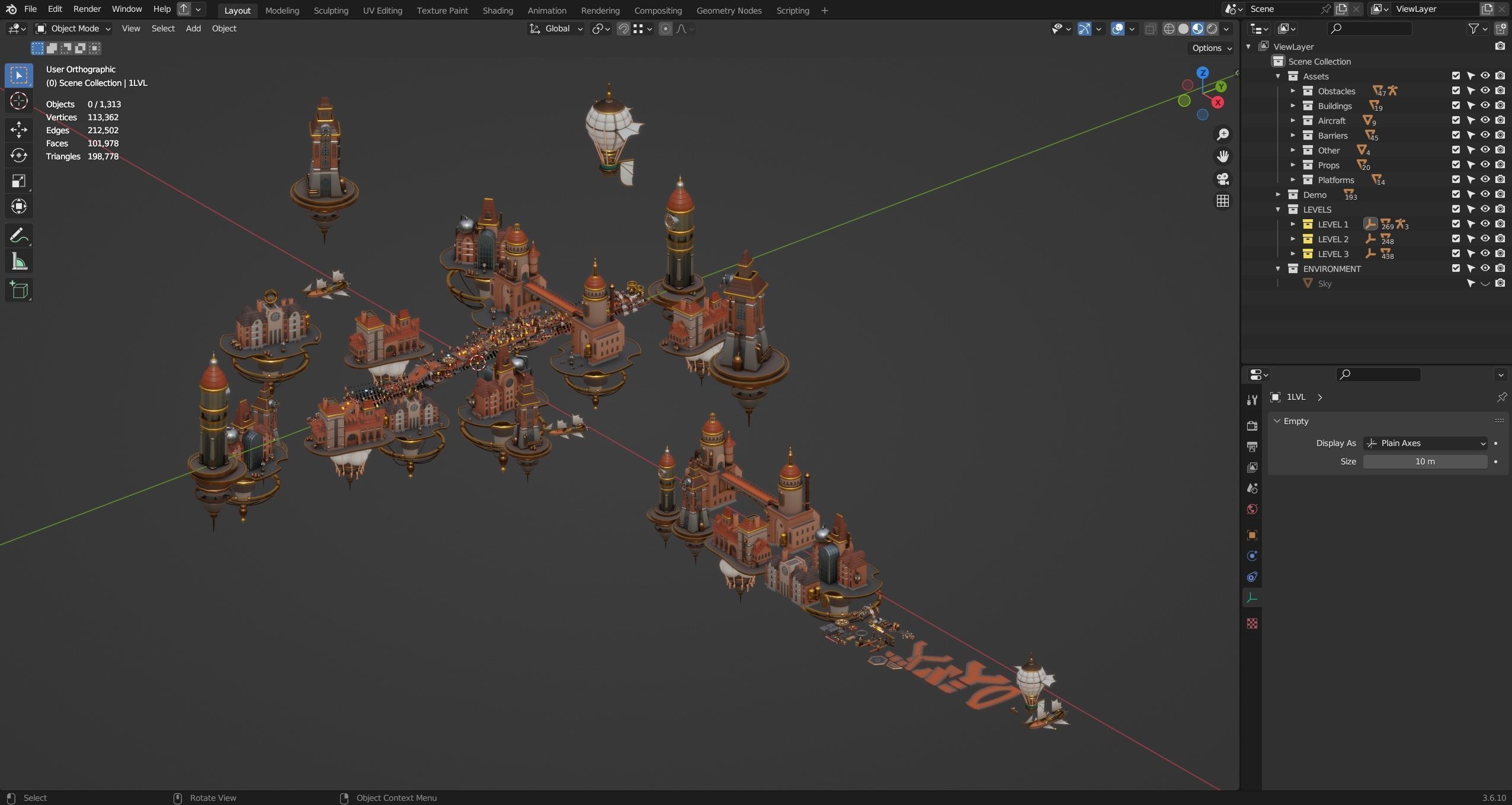 Platformer 13 Steampunk Low-poly 3D model_29
