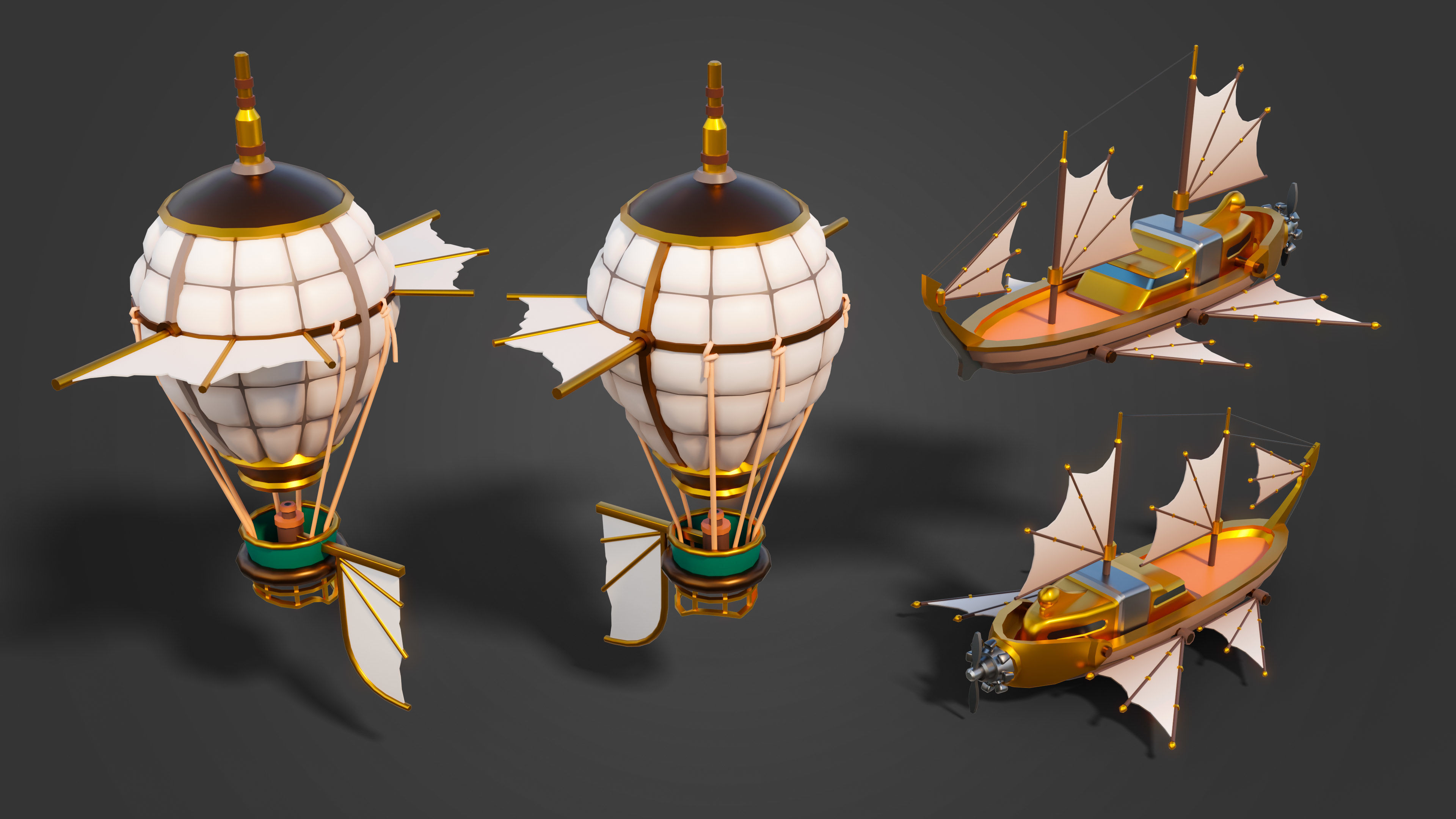 Platformer 13 Steampunk Low-poly 3D model_24