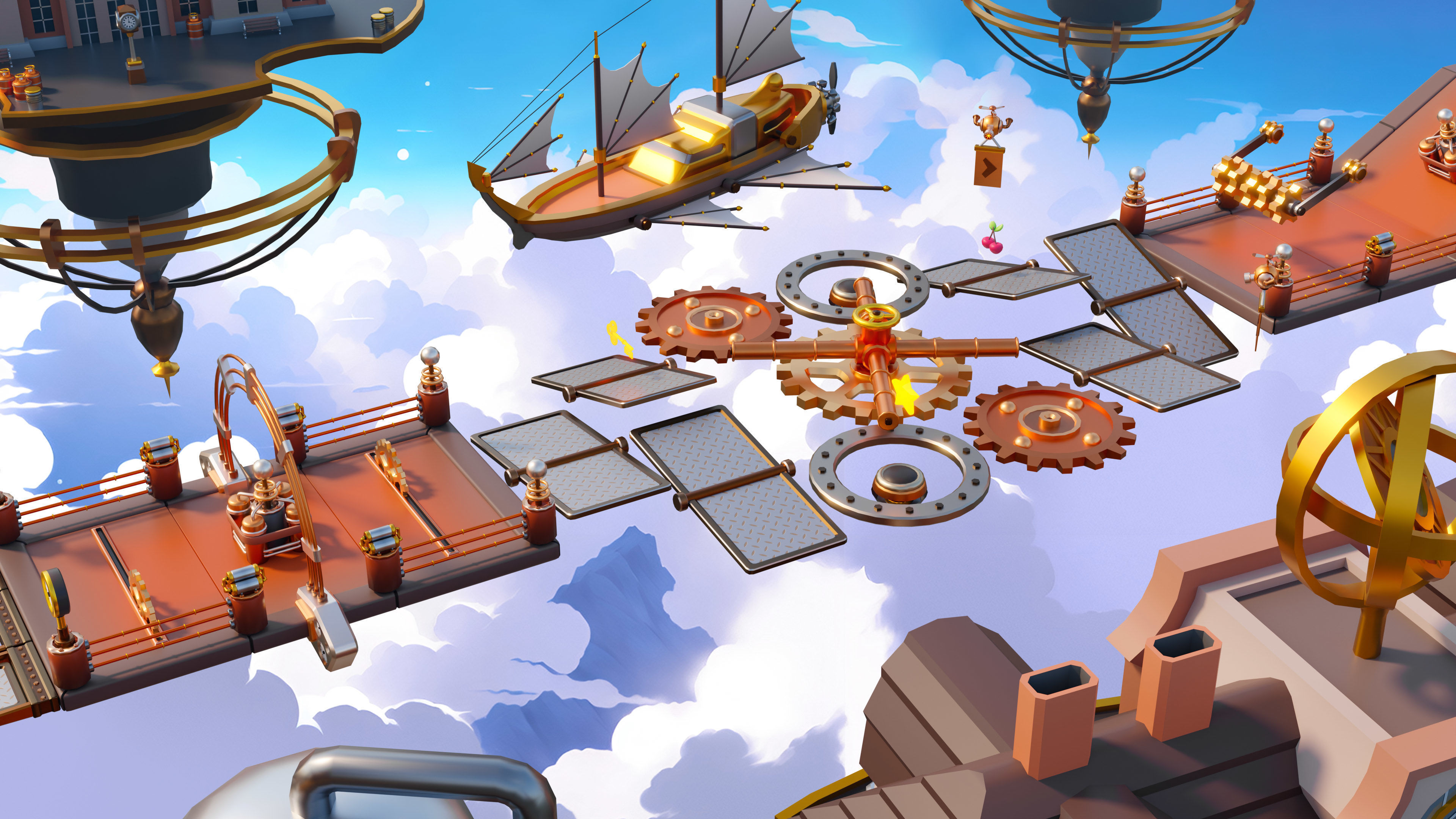 Platformer 13 Steampunk Low-poly 3D model_3