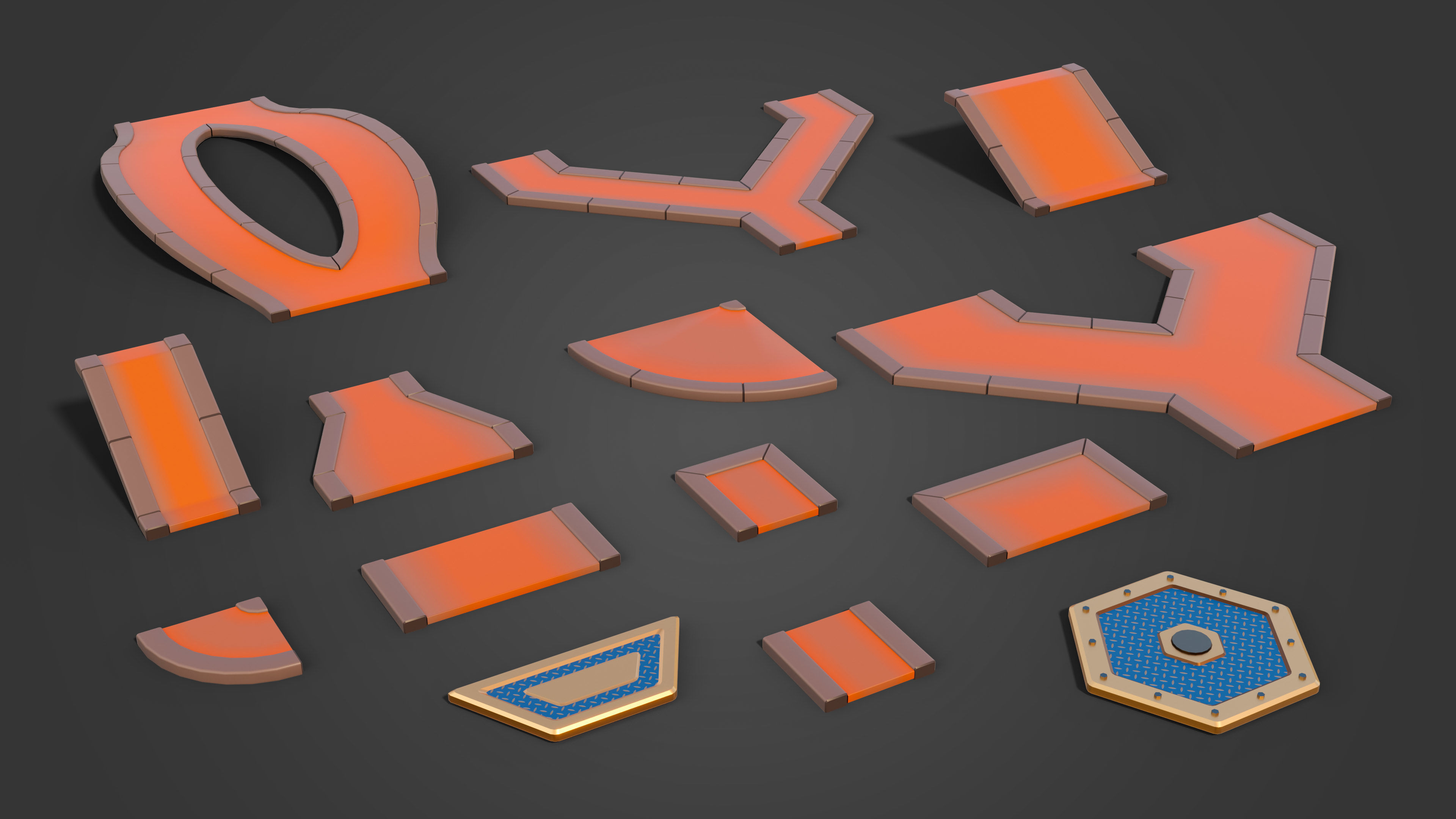 Platformer 13 Steampunk Low-poly 3D model_26