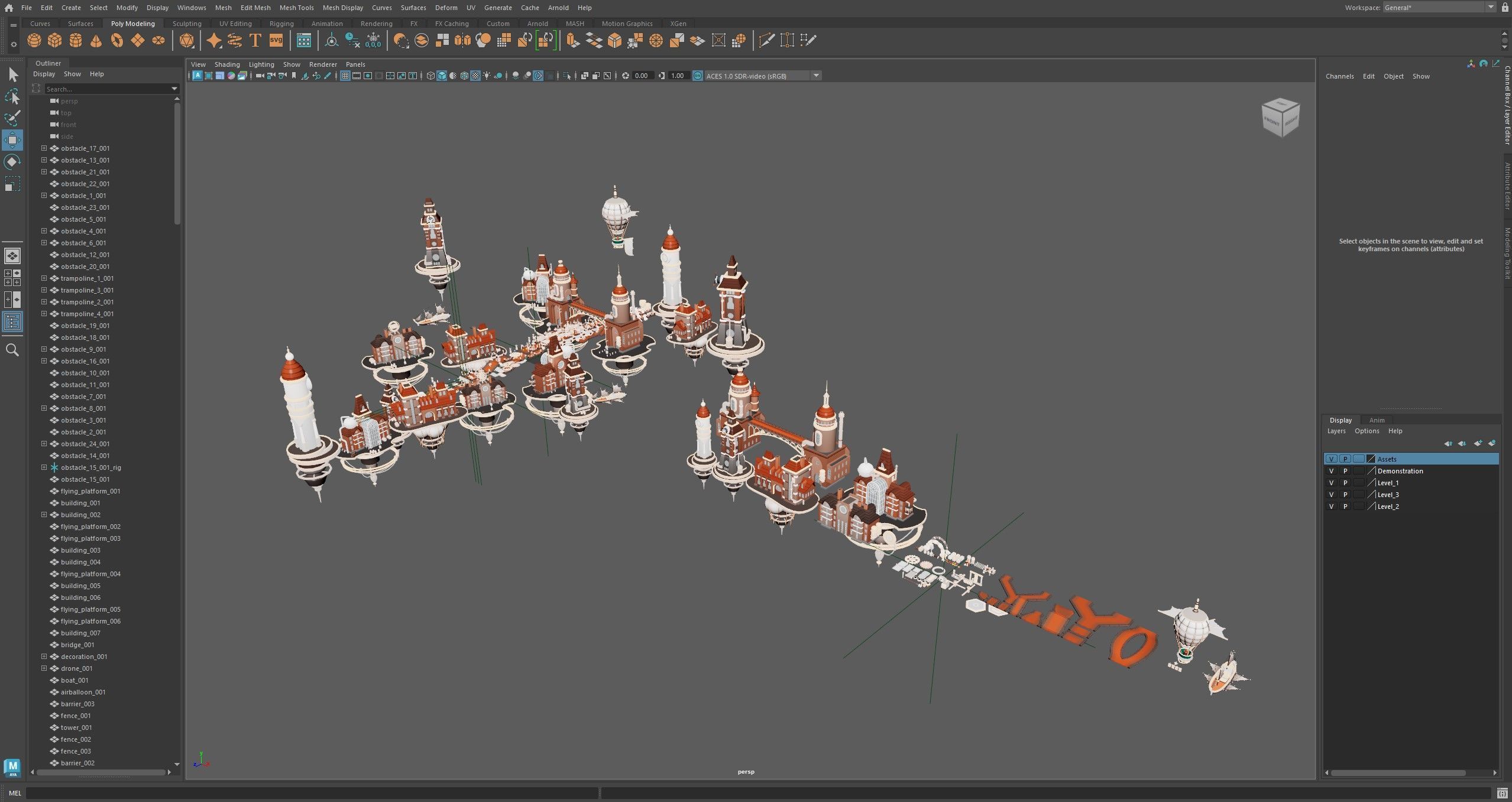 Platformer 13 Steampunk Low-poly 3D model_30