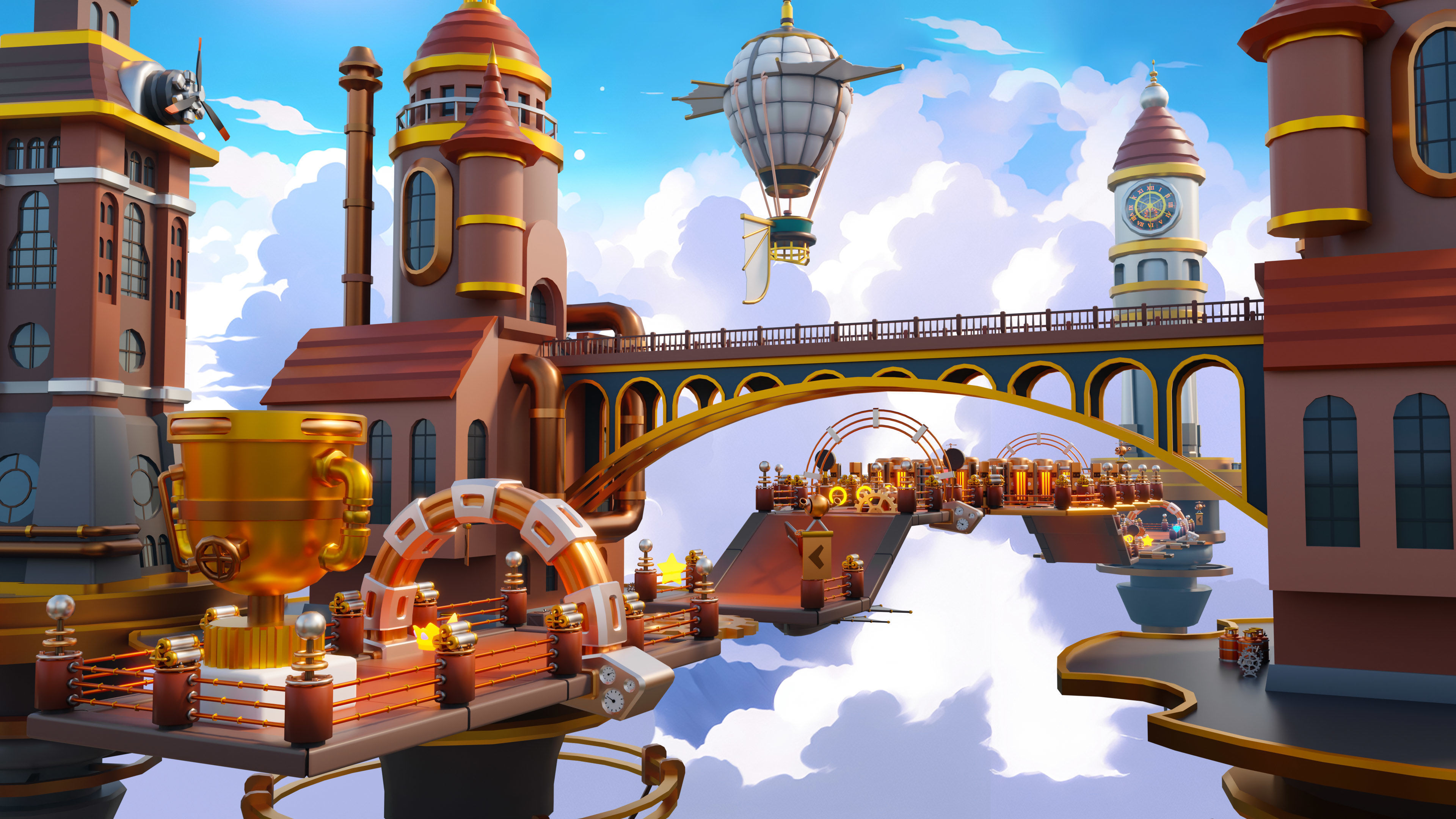 Platformer 13 Steampunk Low-poly 3D model_8