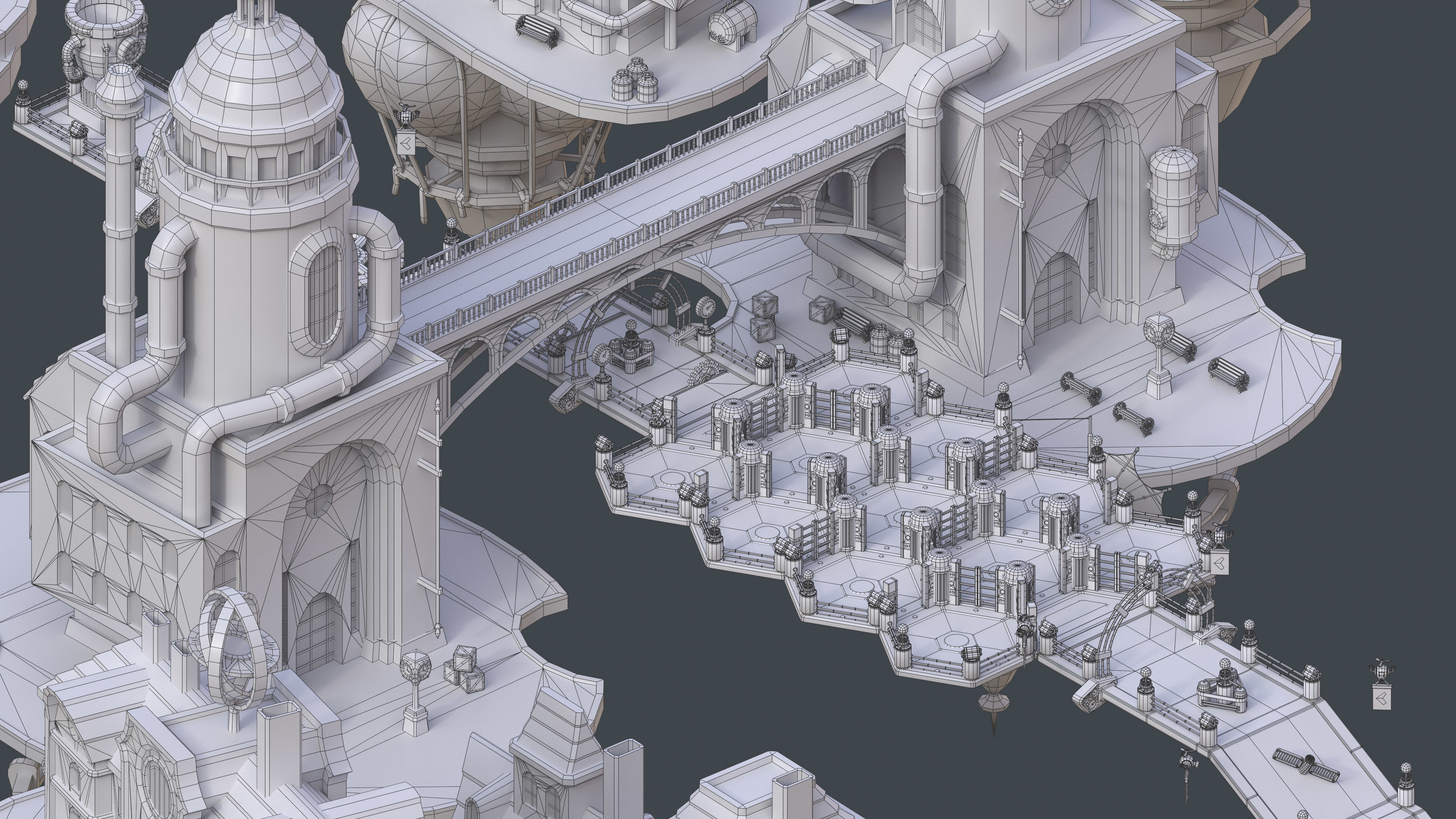 Platformer 13 Steampunk Low-poly 3D model_27