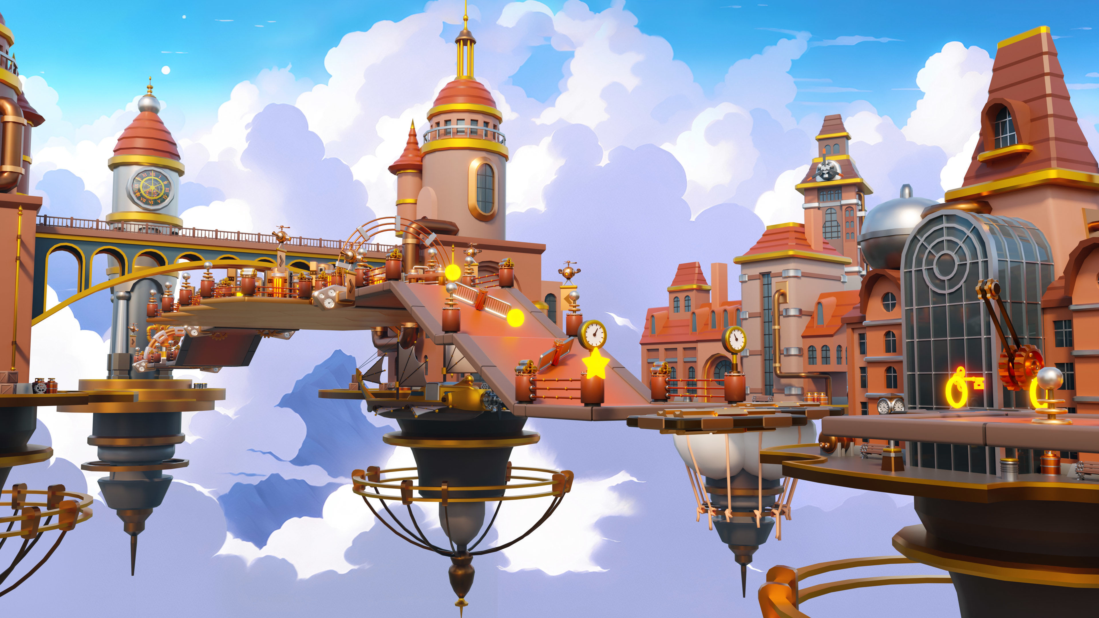 Platformer 13 Steampunk Low-poly 3D model_20