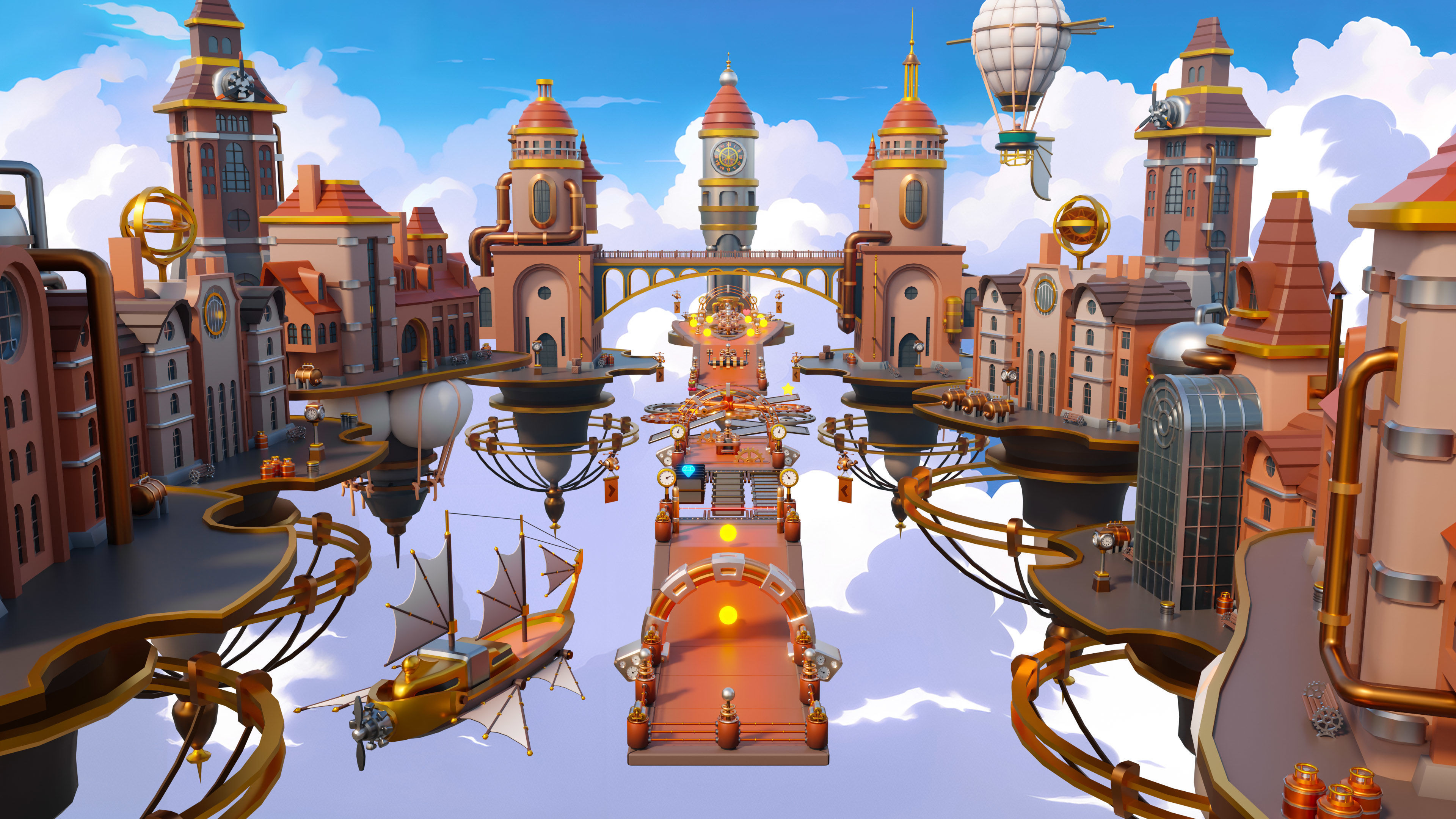 Platformer 13 Steampunk Low-poly 3D model_11