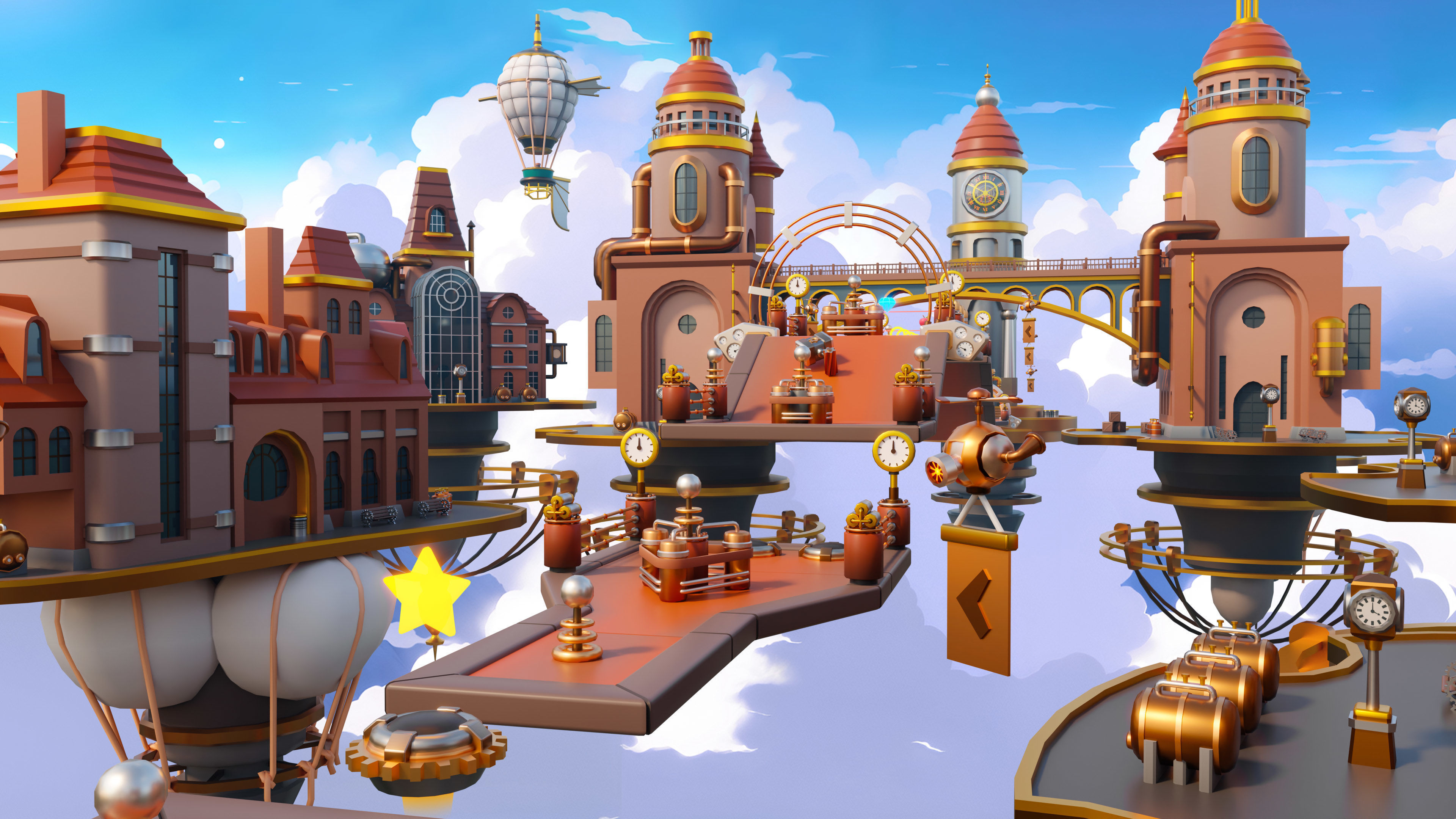Platformer 13 Steampunk Low-poly 3D model_15