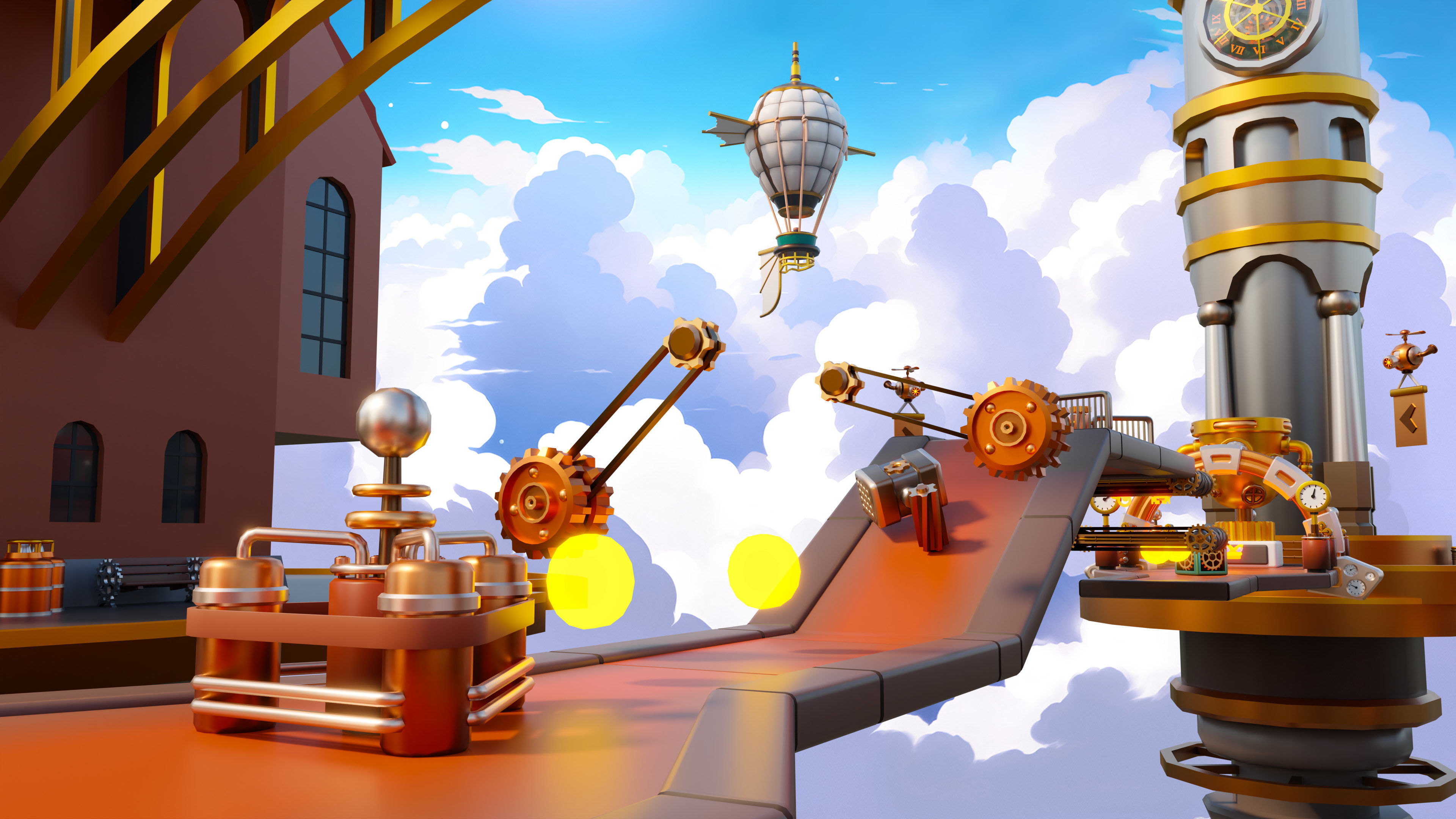 Platformer 13 Steampunk Low-poly 3D model_16