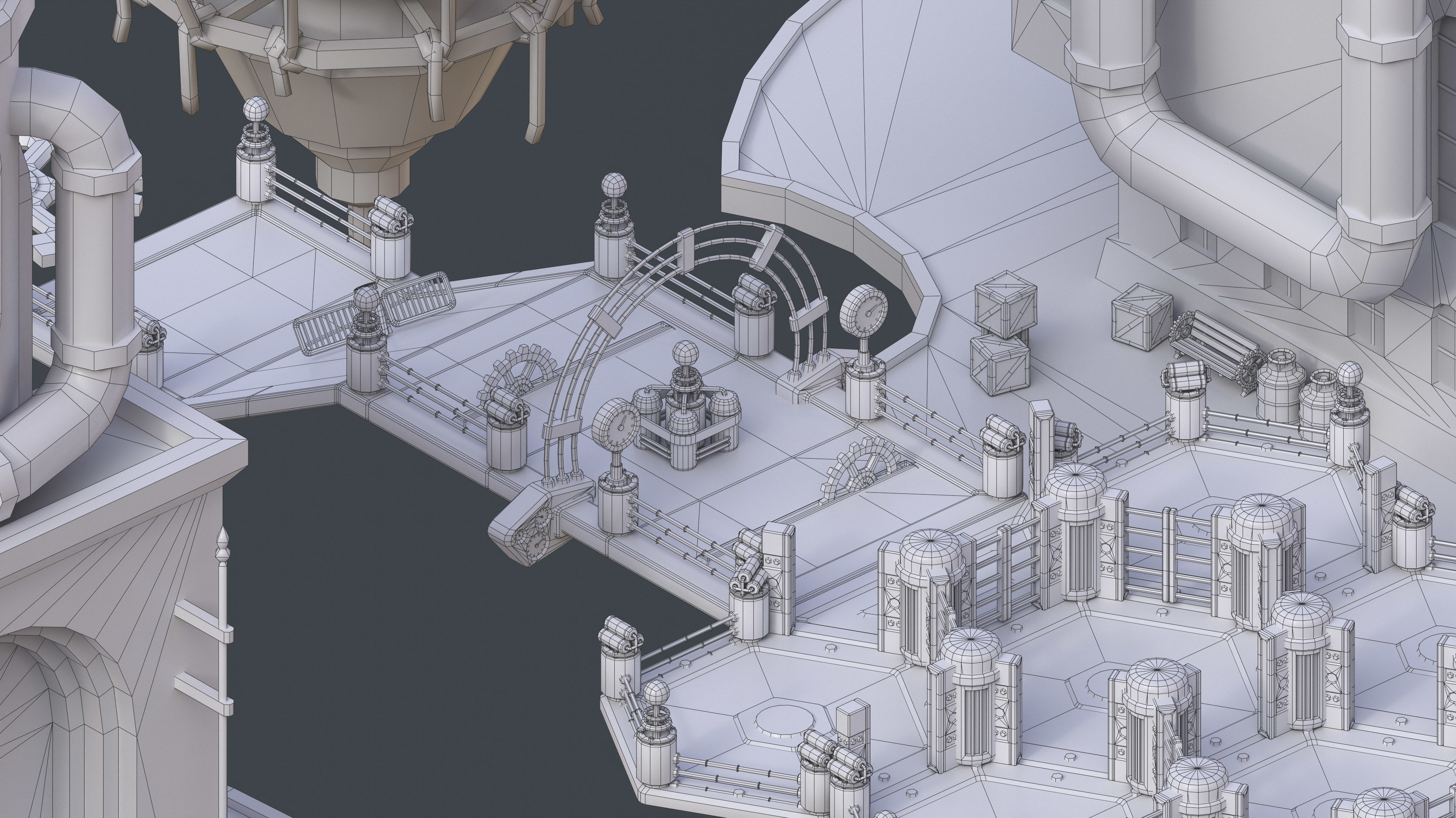 Platformer 13 Steampunk Low-poly 3D model_28