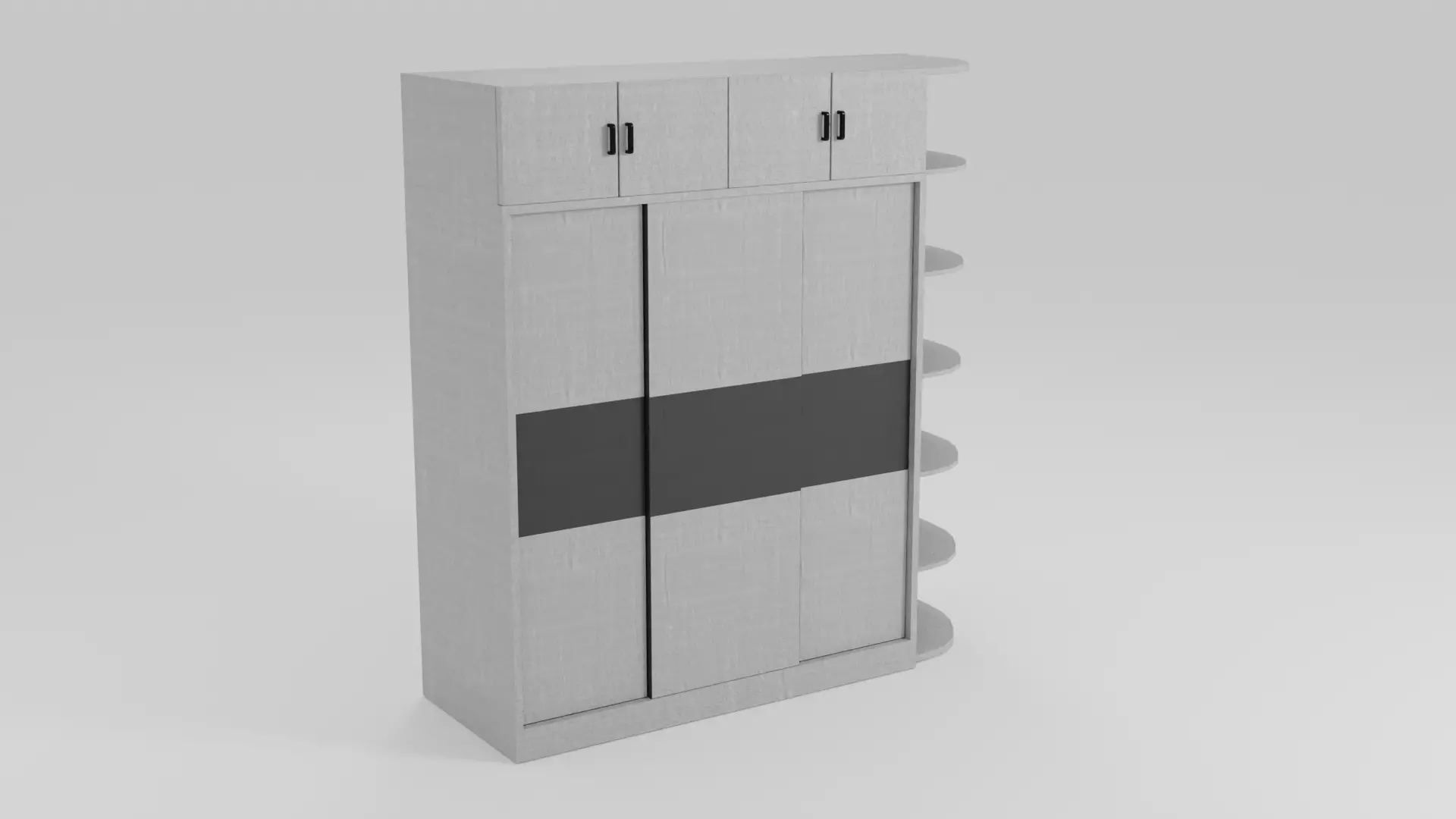 Sliding wardrobe in Scandinavian design style 3D model
