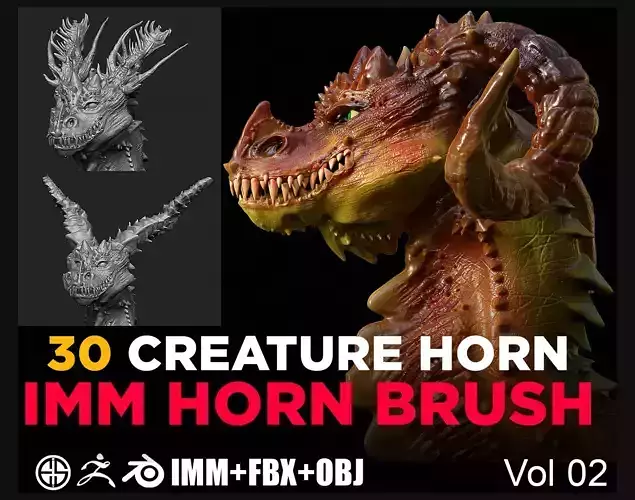 Collection Creature Horns - Dragon Horn - Vol 02 Low-poly 3D model