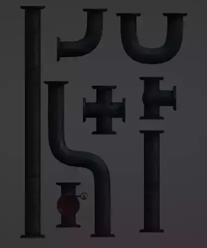 Modular Industrial pipes 3d model 