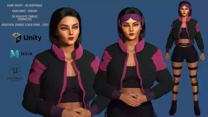 AAA 3D CHARACTER BARBIE GIRL CYBER PUNK-REALISTIC RIG GAME READY