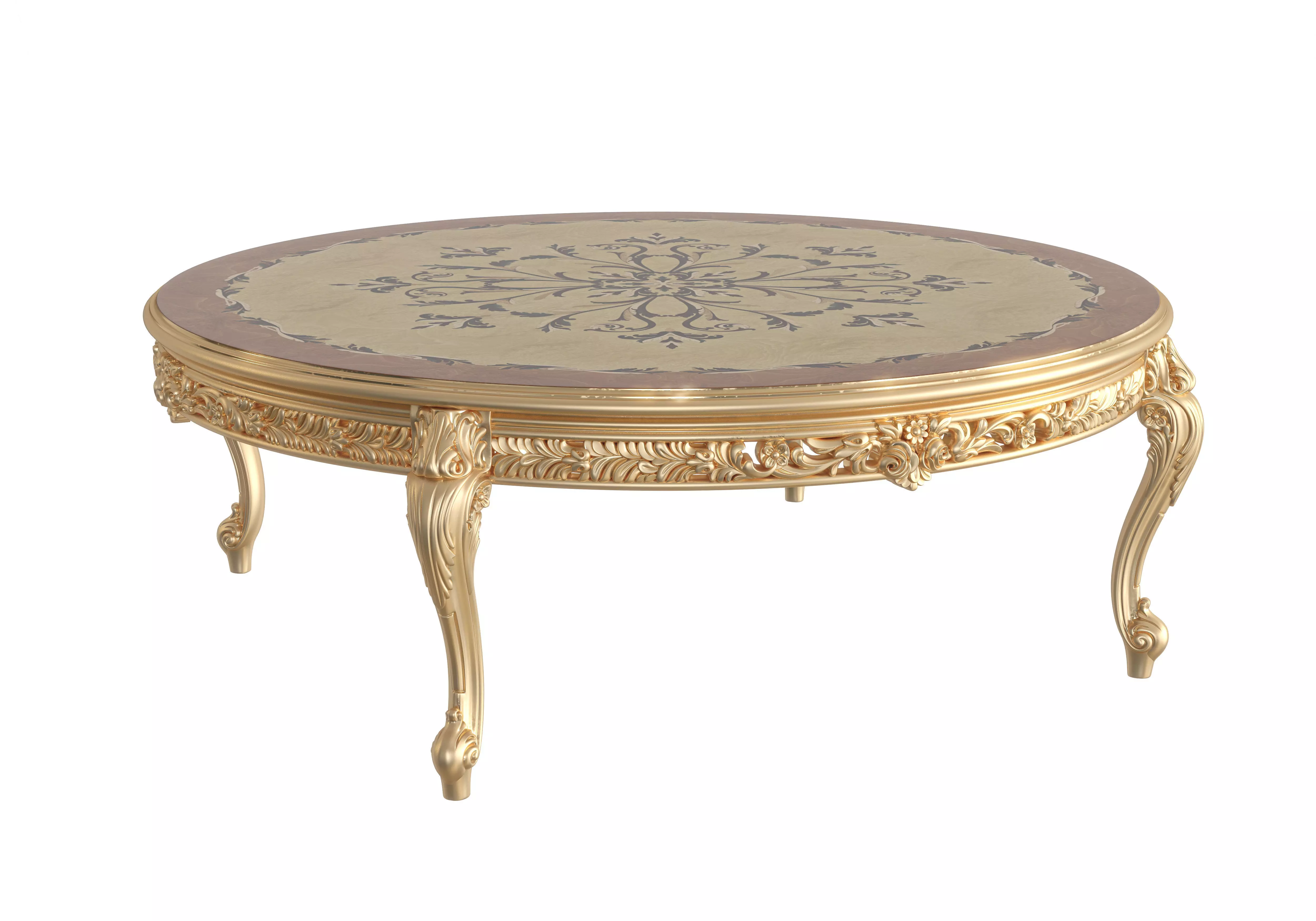 Round inlaid coffee table by Modenese 3D model_0