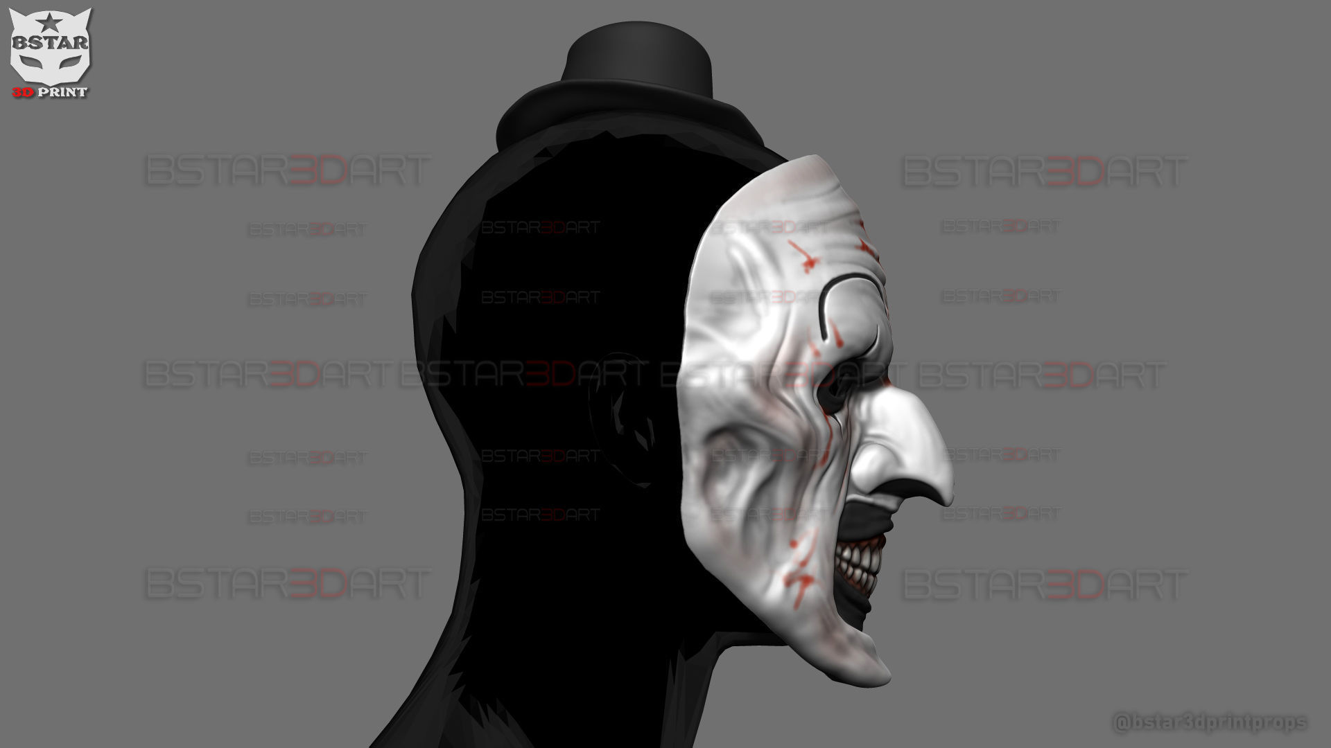 Art The Clown mask - Terrifier 3 Cosplay For Halloween 3D print model_20
