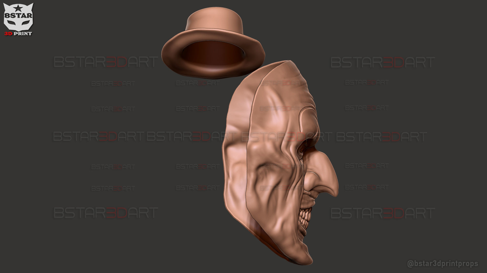 Art The Clown mask - Terrifier 3 Cosplay For Halloween 3D print model_31