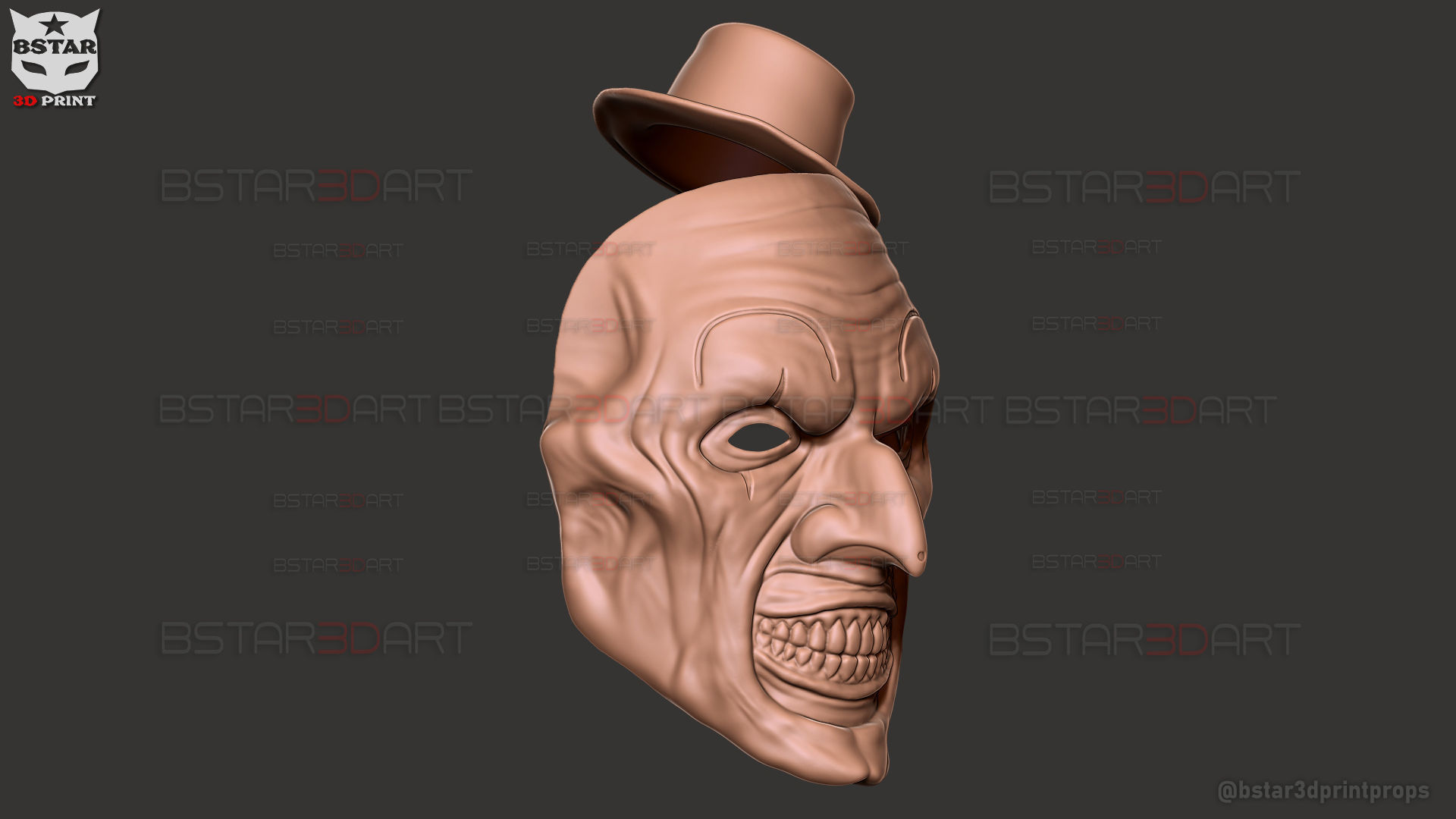 Art The Clown mask - Terrifier 3 Cosplay For Halloween 3D print model_32