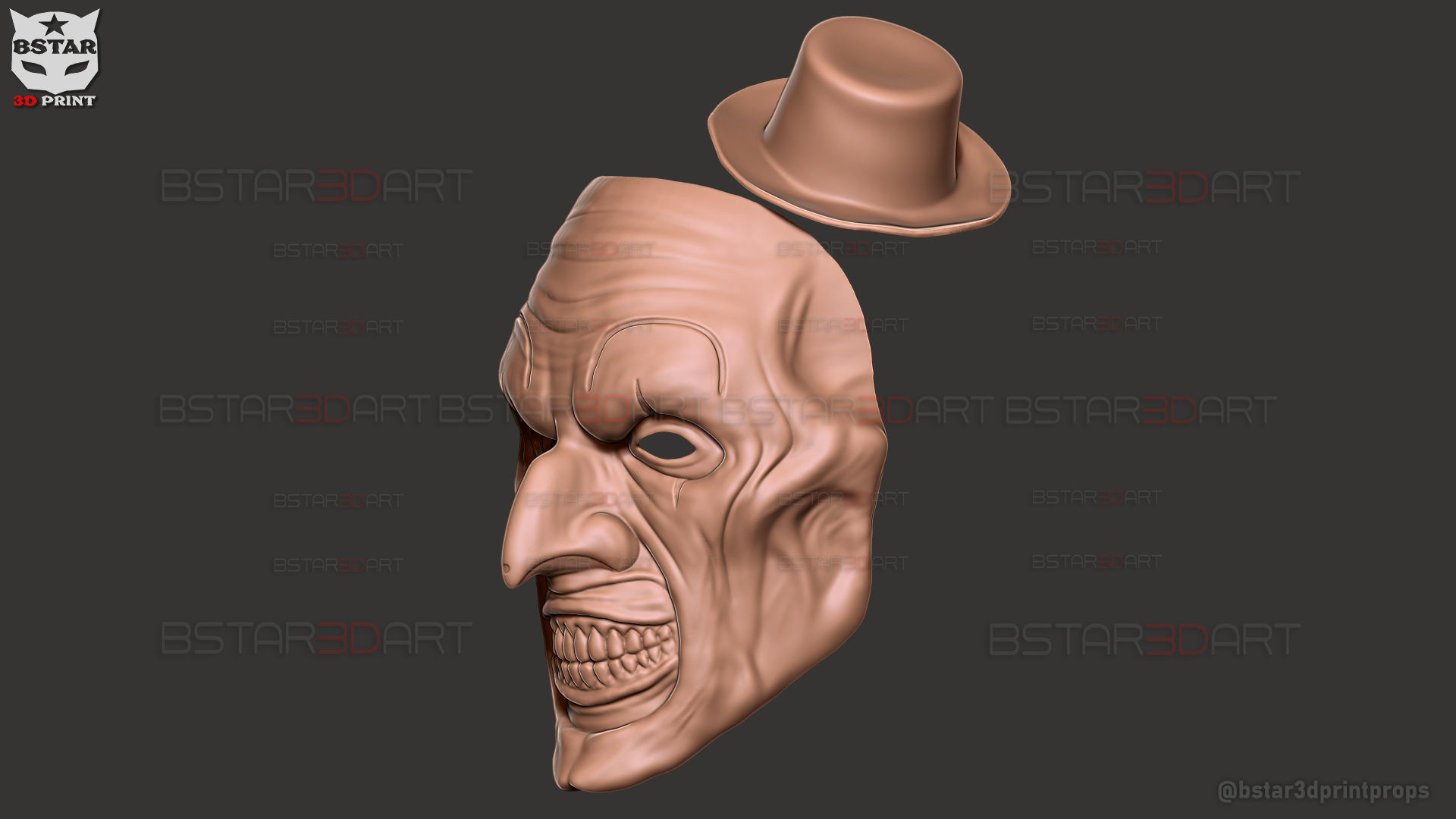 Art The Clown mask - Terrifier 3 Cosplay For Halloween 3D print model_28