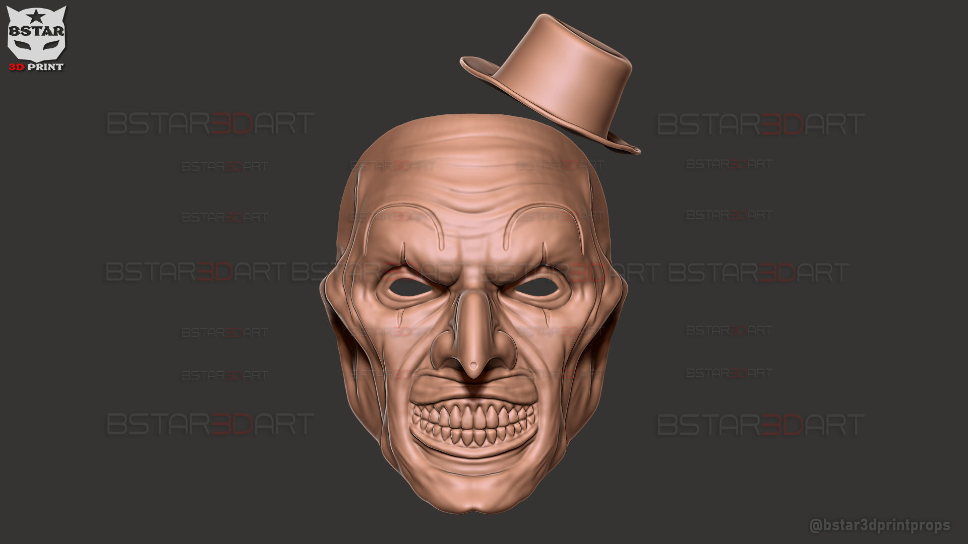 Art The Clown mask - Terrifier 3 Cosplay For Halloween 3D print model_27