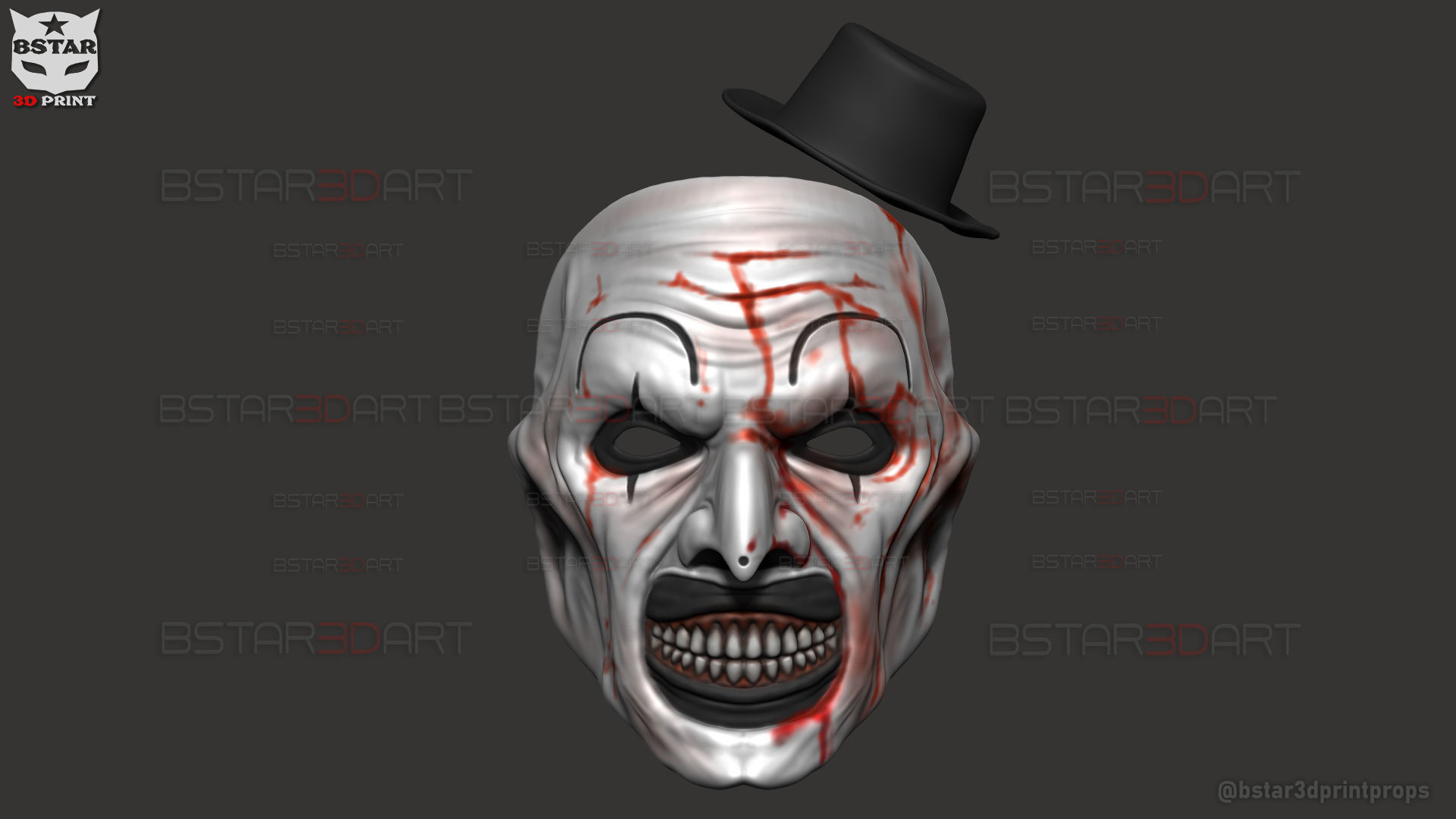 Art The Clown mask - Terrifier 3 Cosplay For Halloween 3D print model_23
