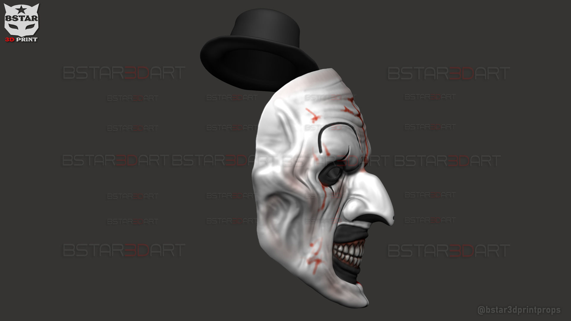 Art The Clown mask - Terrifier 3 Cosplay For Halloween 3D print model_26