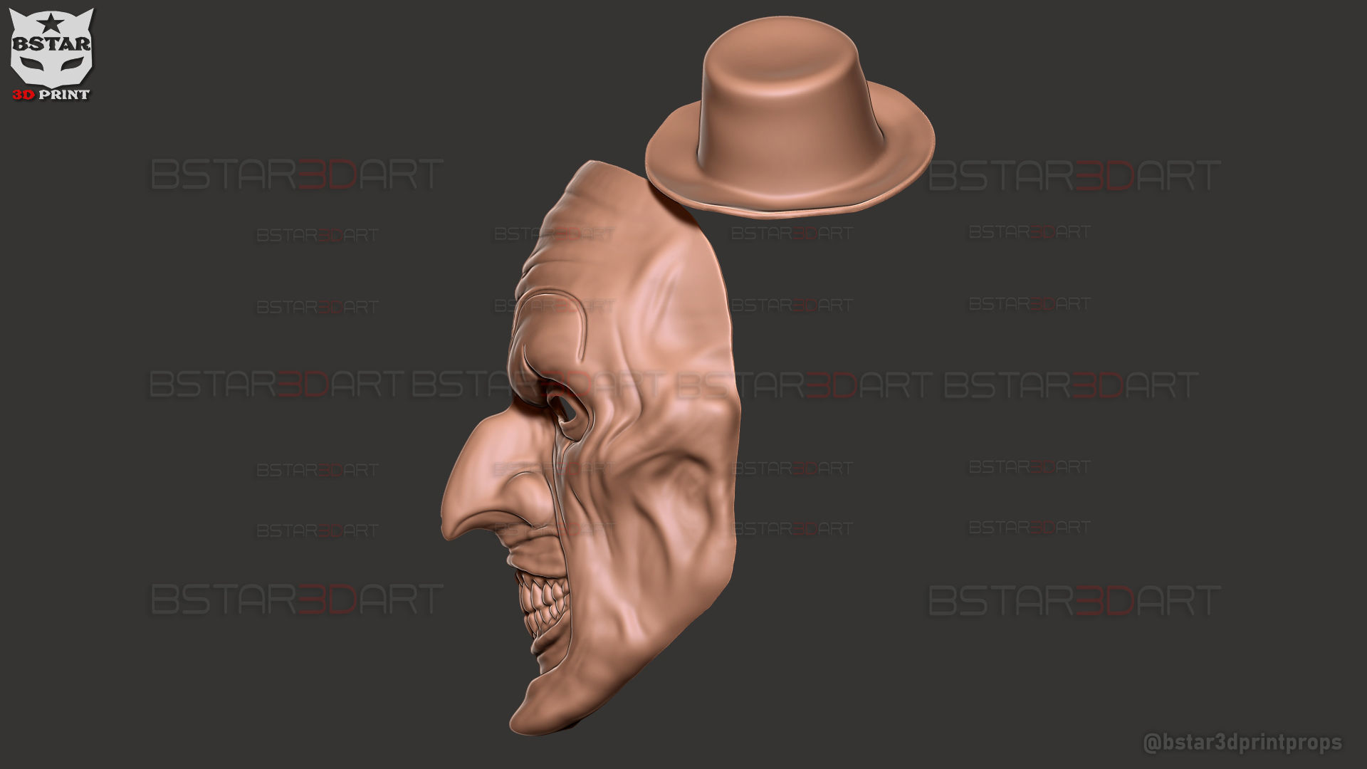 Art The Clown mask - Terrifier 3 Cosplay For Halloween 3D print model_29