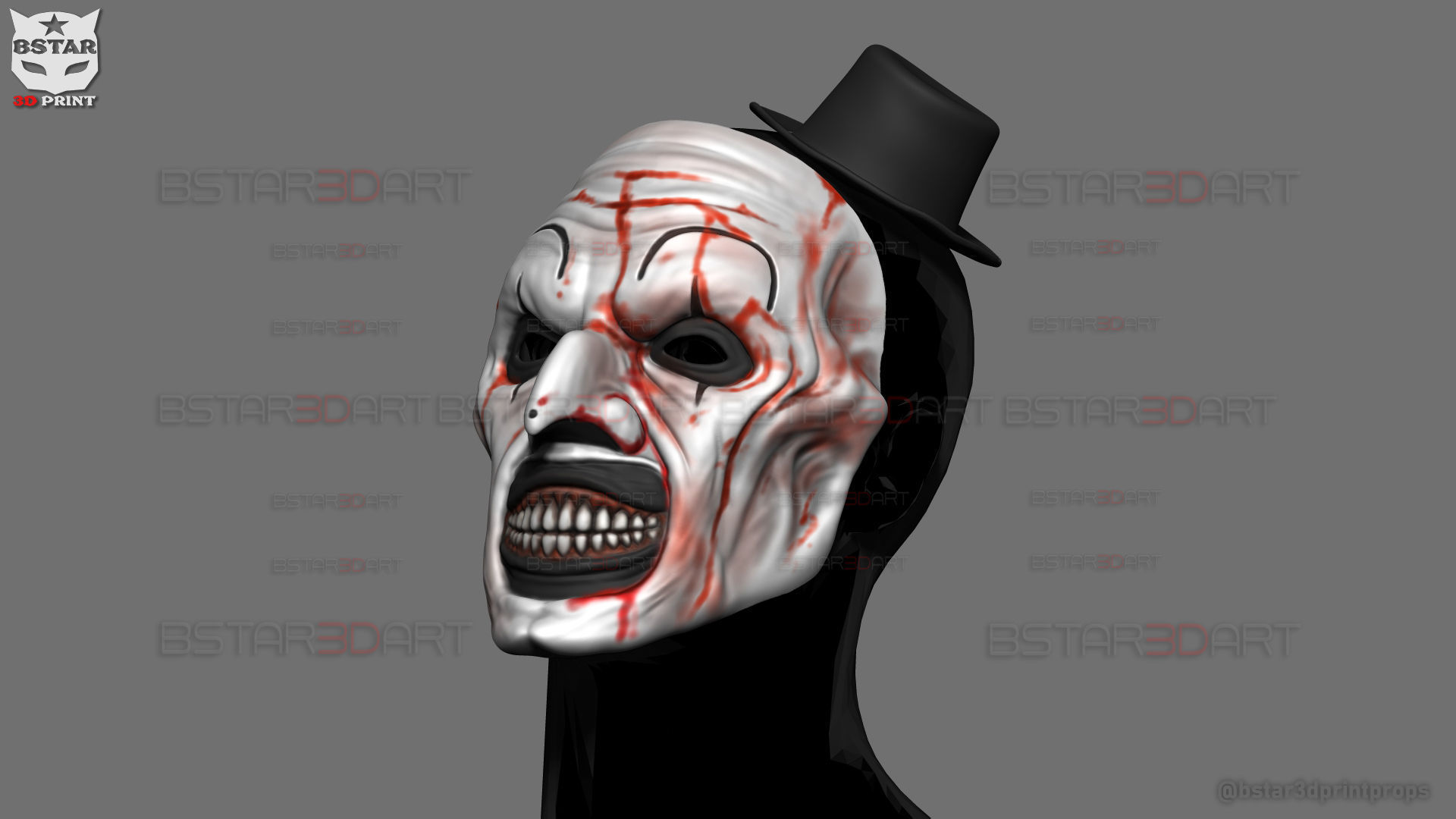 Art The Clown mask - Terrifier 3 Cosplay For Halloween 3D print model_22